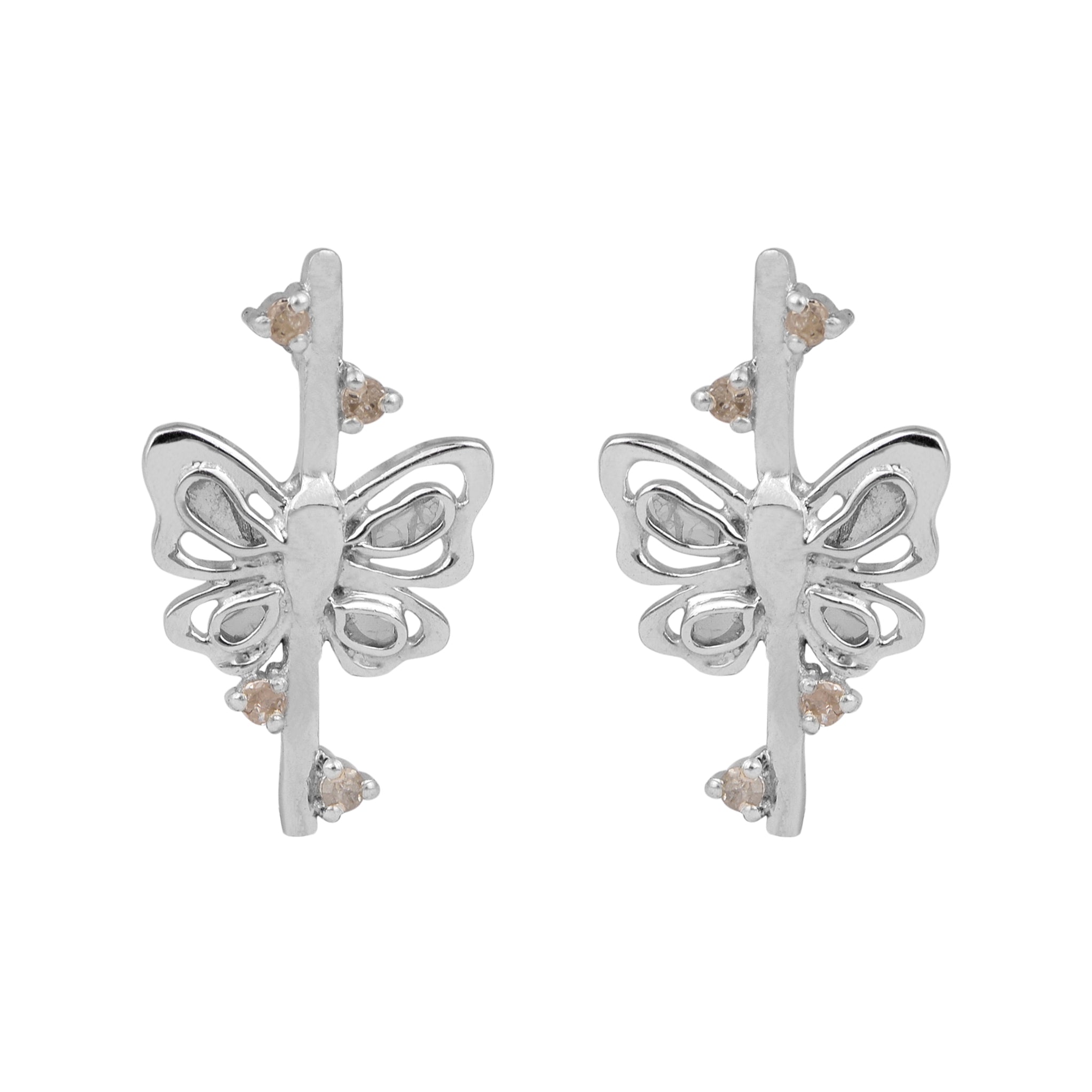 0.20 CTW Slice Polki Diamond Butterfly Earrings