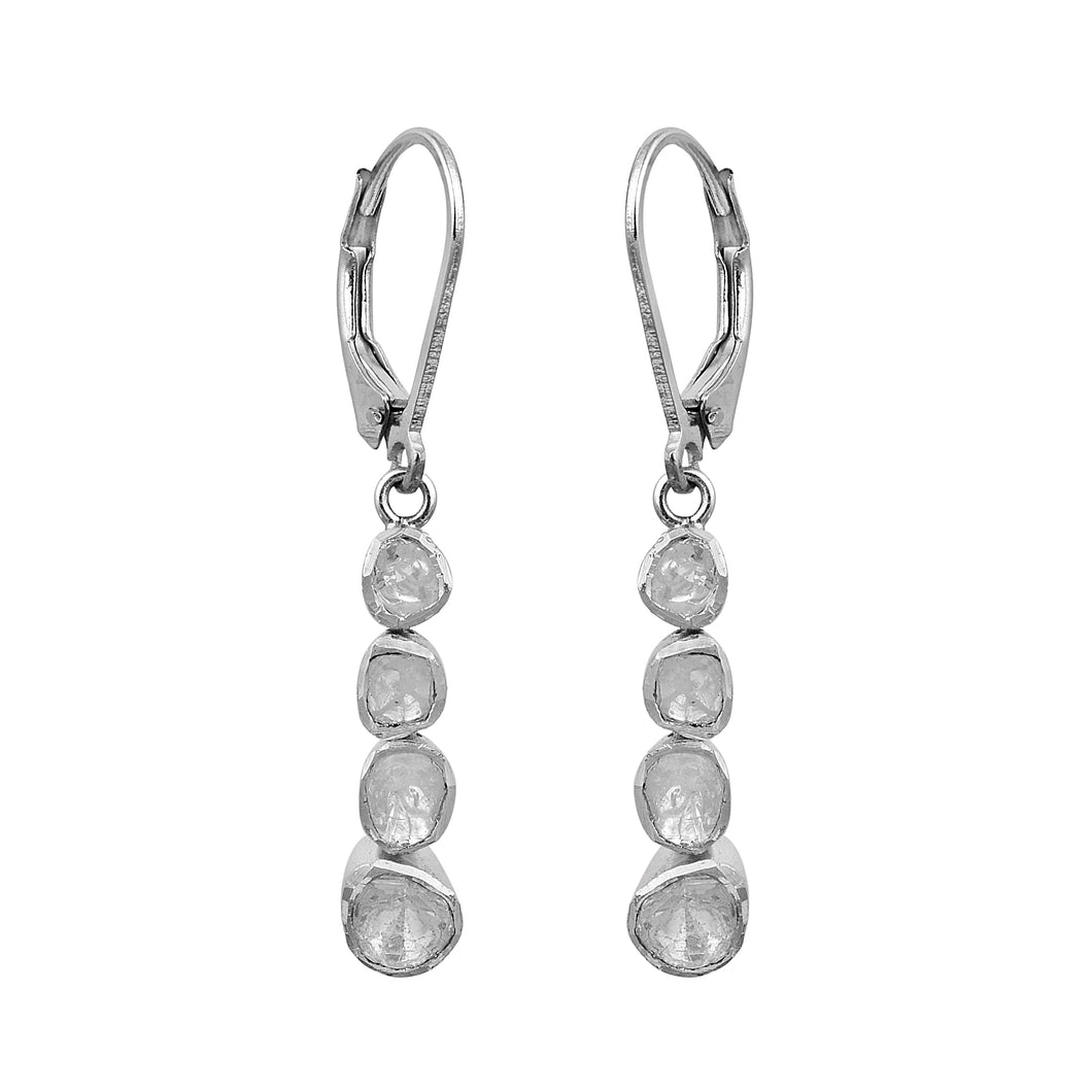 1.00 CTW Diamond Polki 925 Sterling Silver Earrings