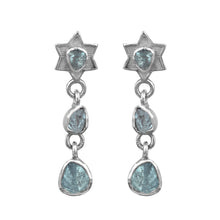 Load image into Gallery viewer, Artisan Crafted 0.50 CTW Polki Blue Diamond Star Drop Earrings

