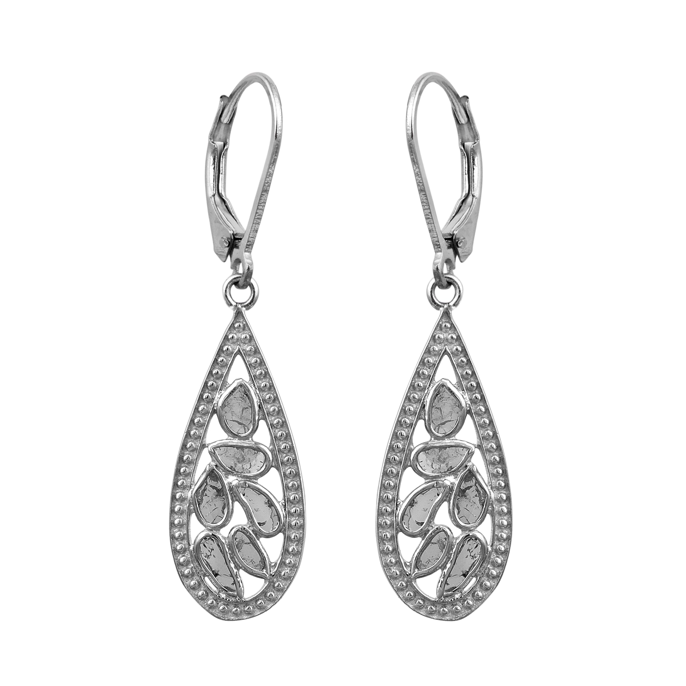 0.50 CTW Polki Diamond Lever Back Classy Earrings