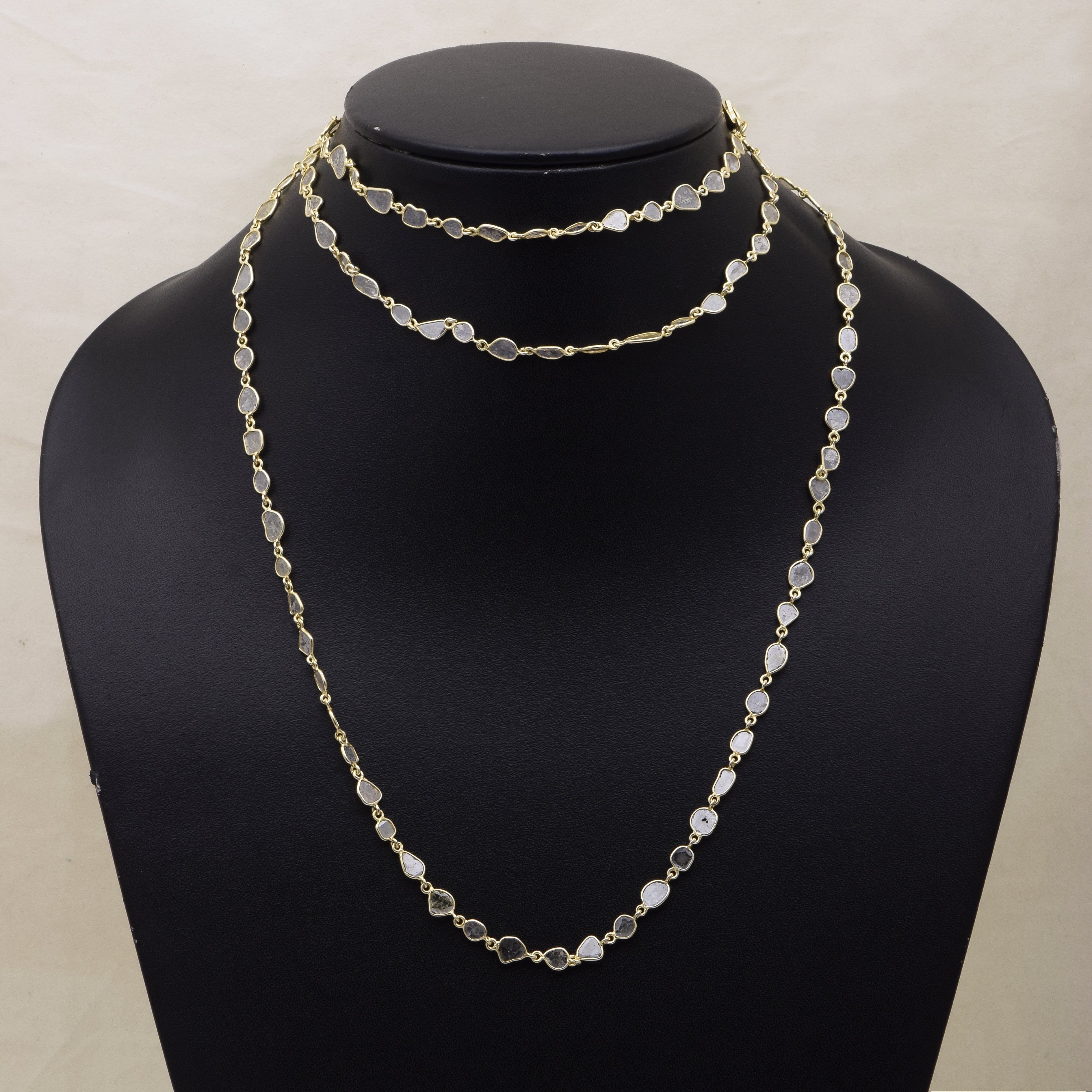 24 CTW Diamond Polki Long Chain Necklace