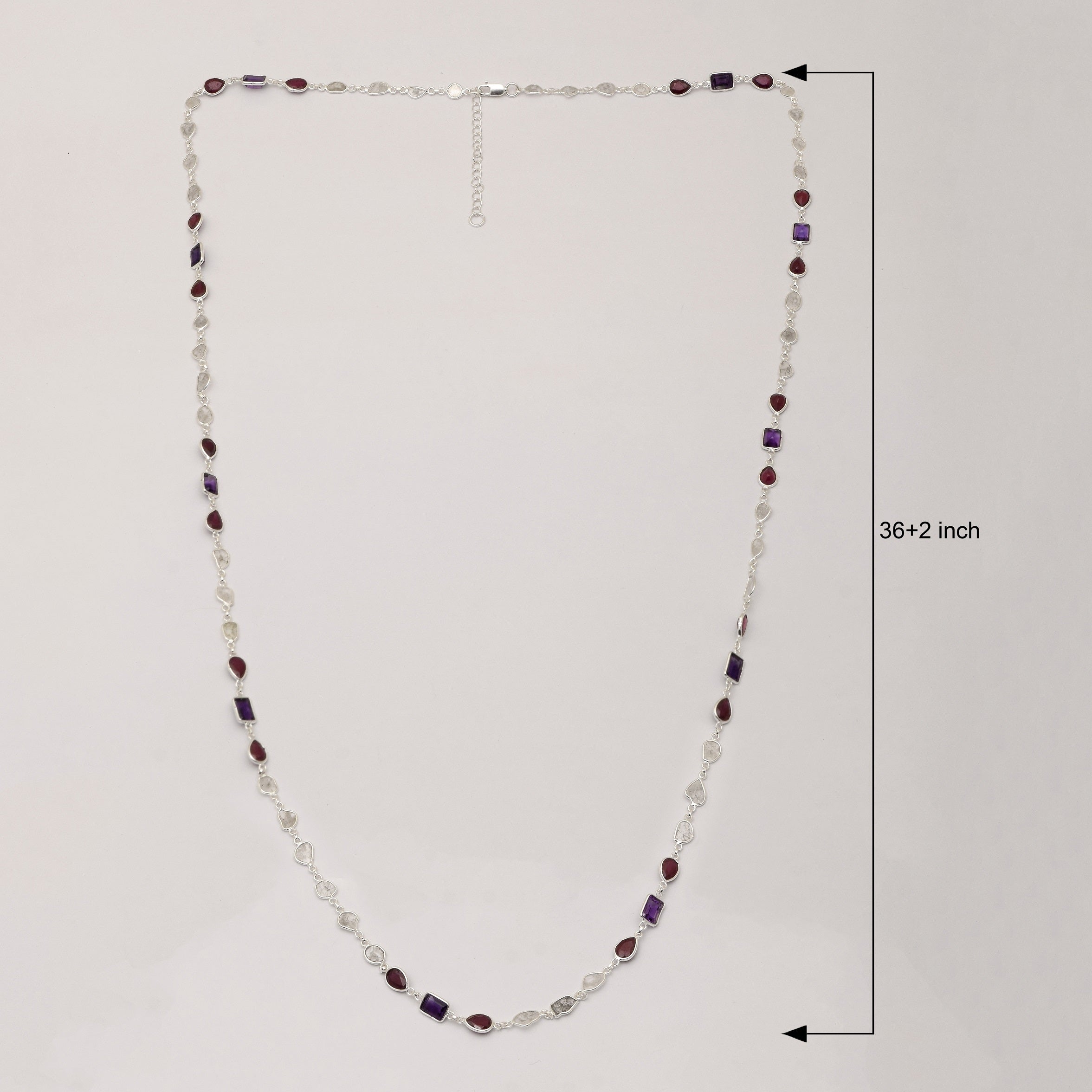 6 CTW Diamond Polki Ruby Amethyst Necklace