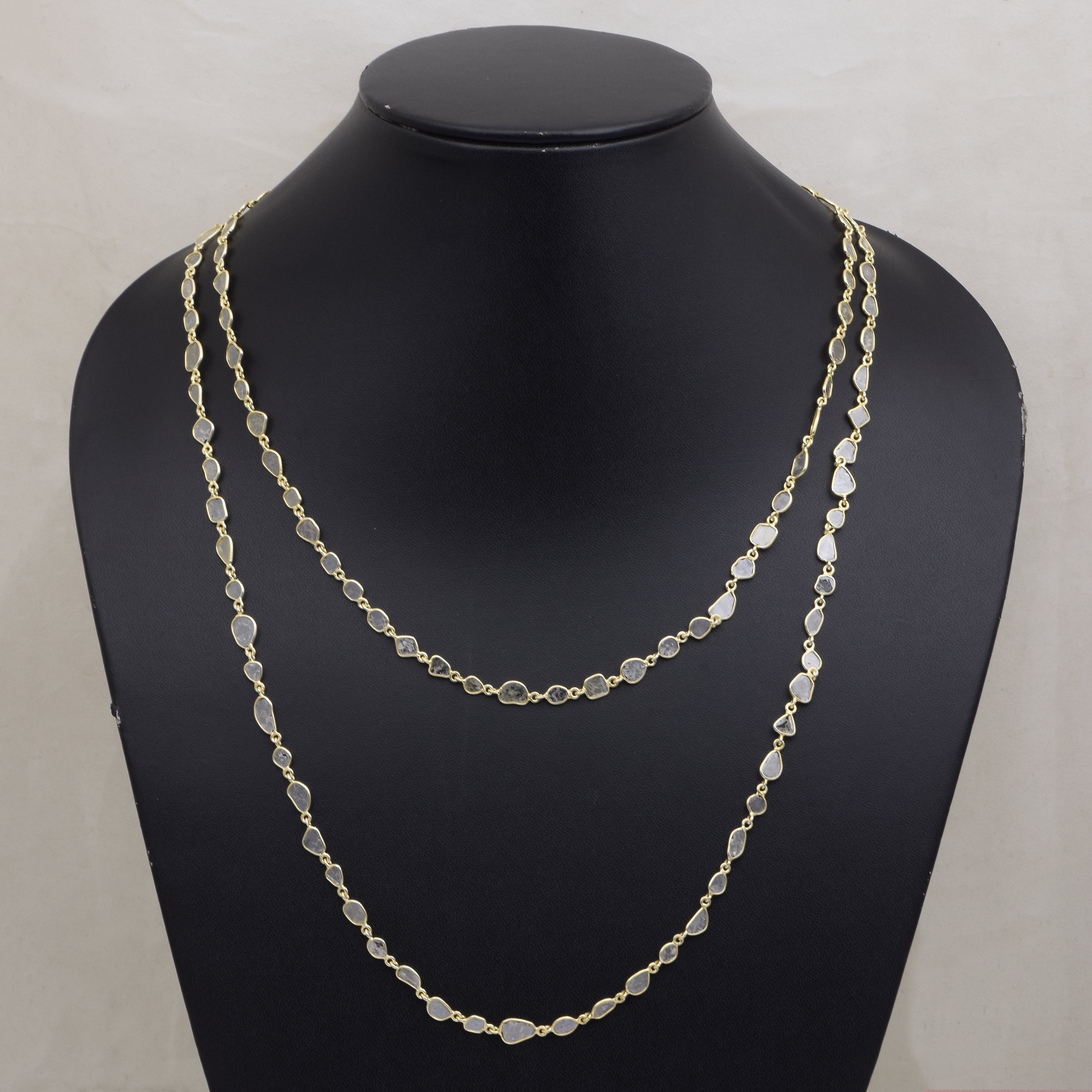 24 CTW Diamond Polki Long Chain Necklace