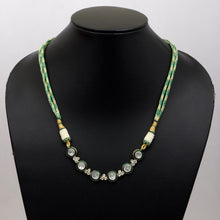 Load image into Gallery viewer, 3.00 CTW Natural Diamond Bridal Wedding Necklace 925 Sterling Silver 14K Gold Plated with Green Enamel Handmade Slice Diamond Jewelry
