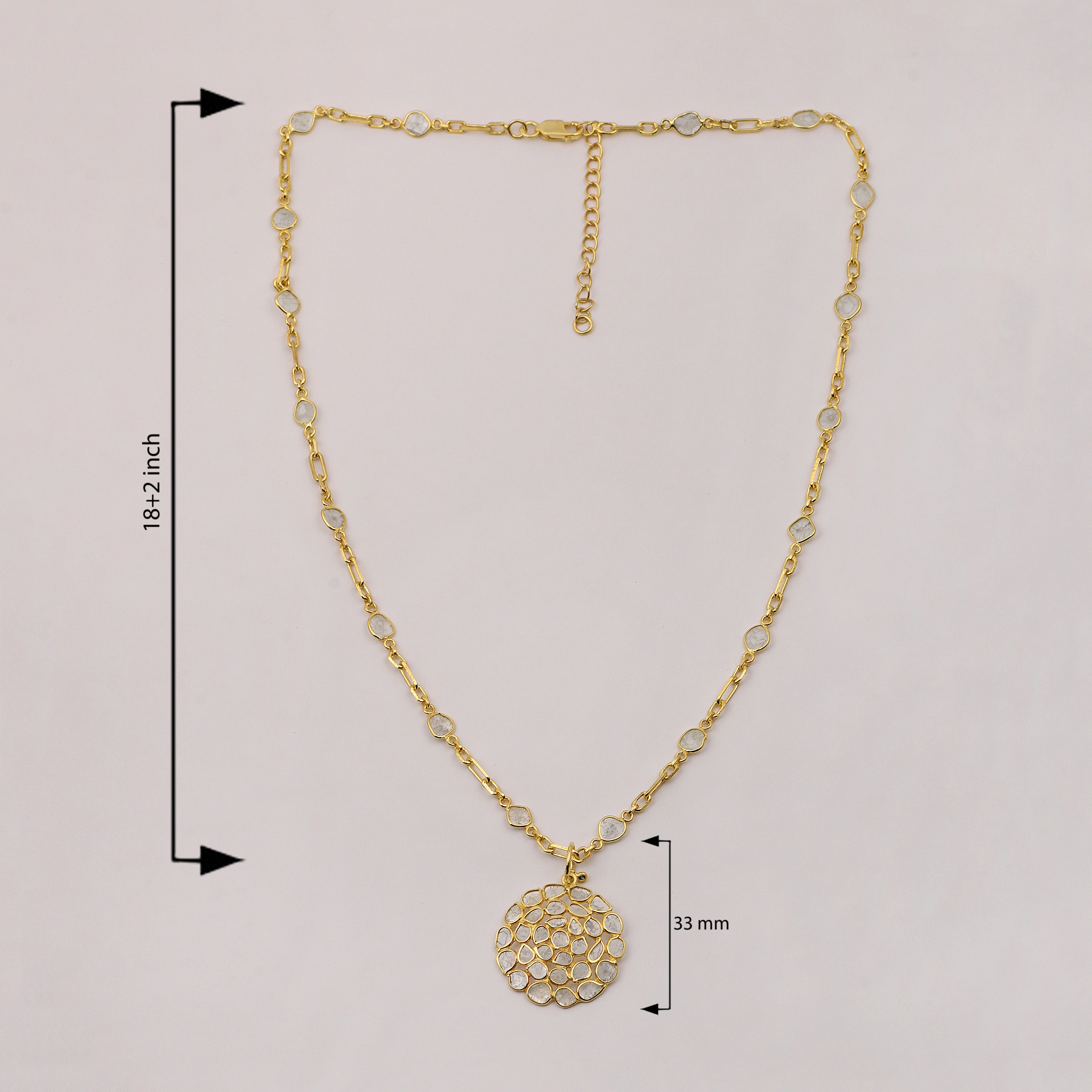 4 CTW Diamond Polki Round Pendant Necklace