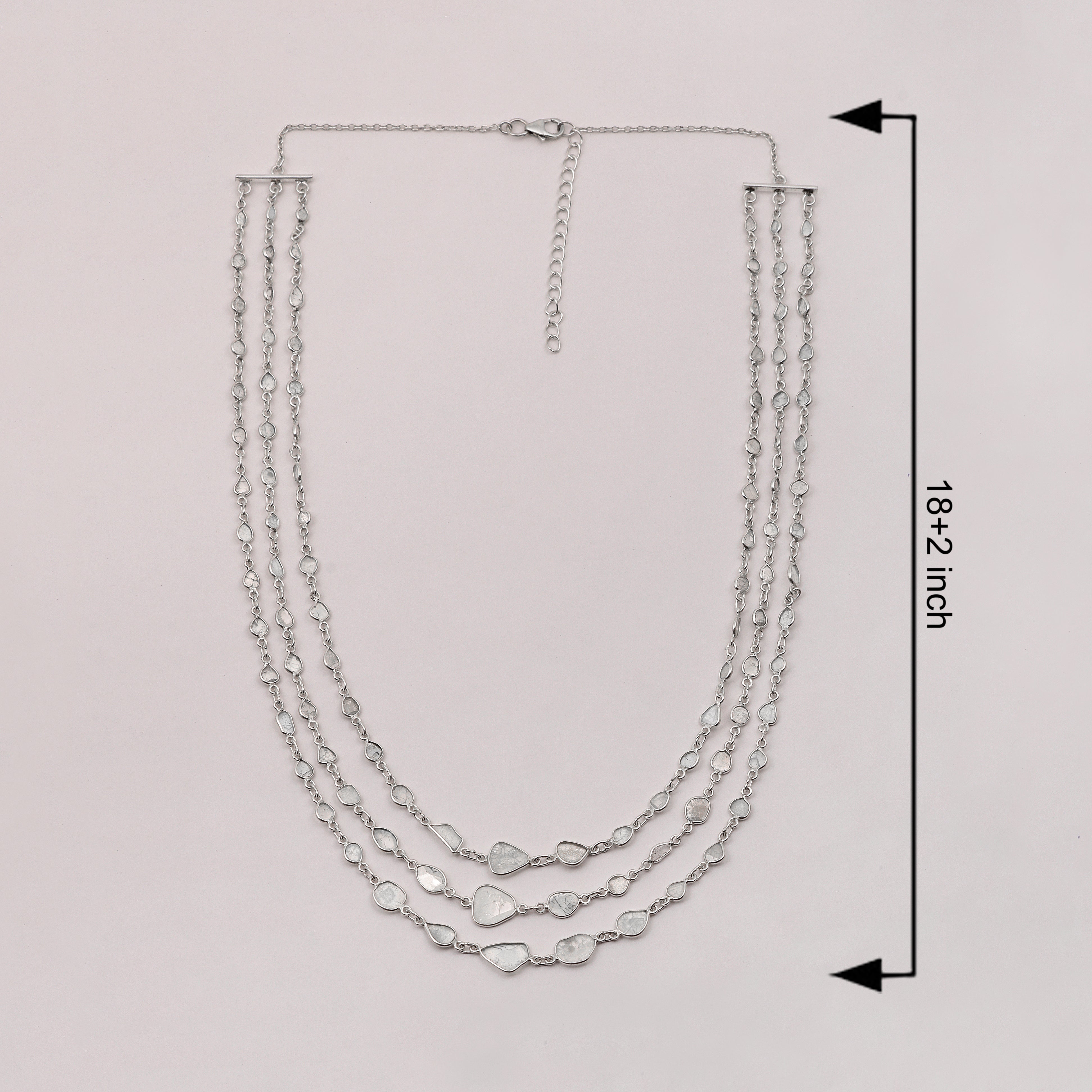 22 CTW Diamond Polki Multi Layer Chain Necklace