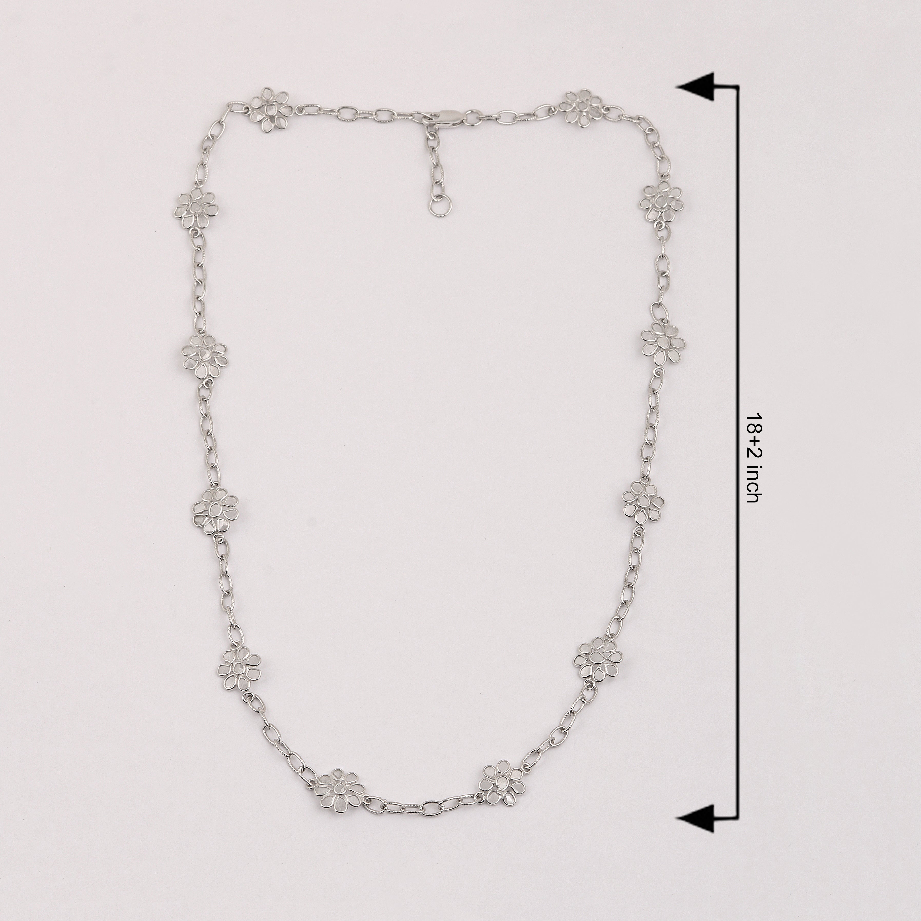 5.50 CTW Diamond Polki Flower Chain Necklace