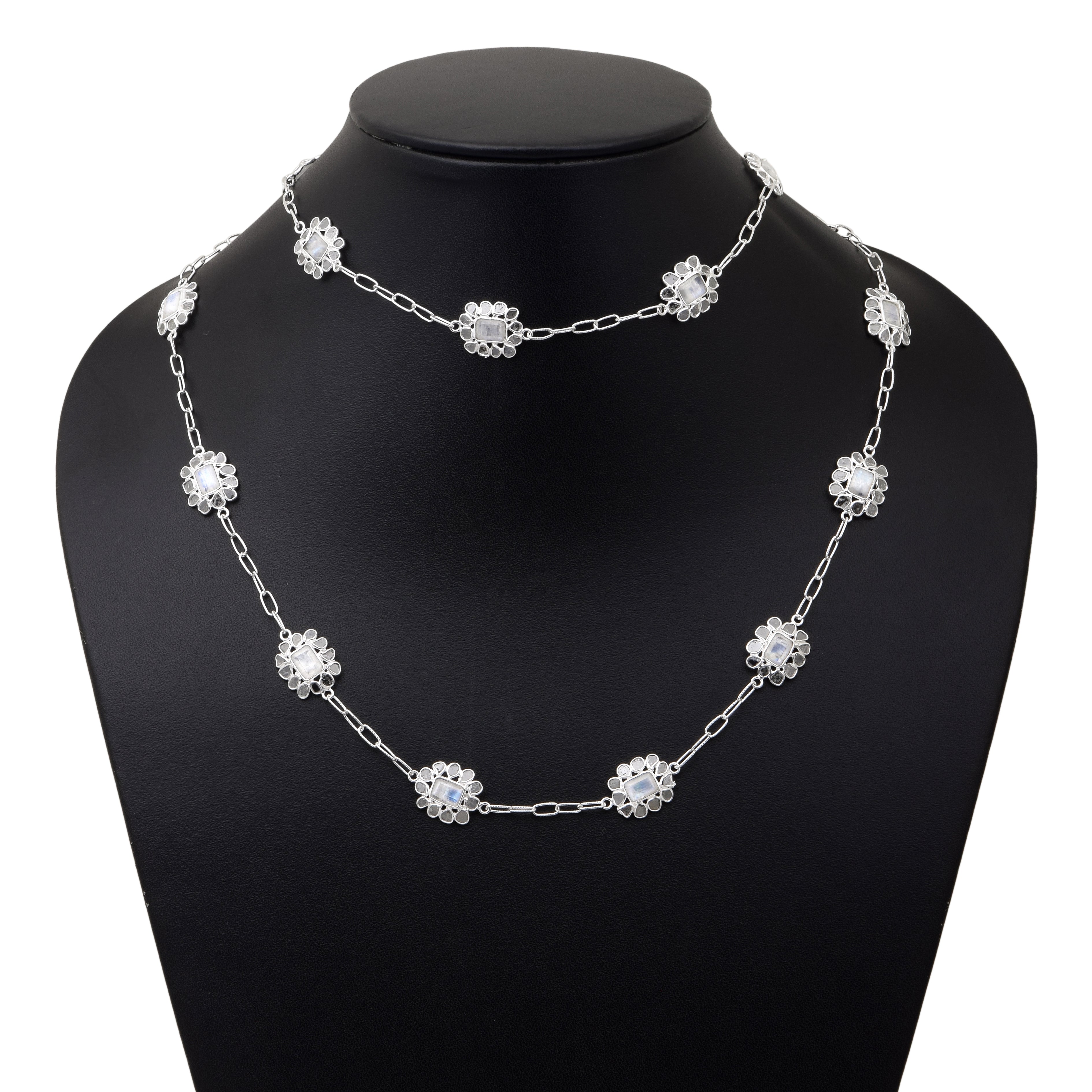 8.50 CTW Diamond Polki Moonstone Necklace