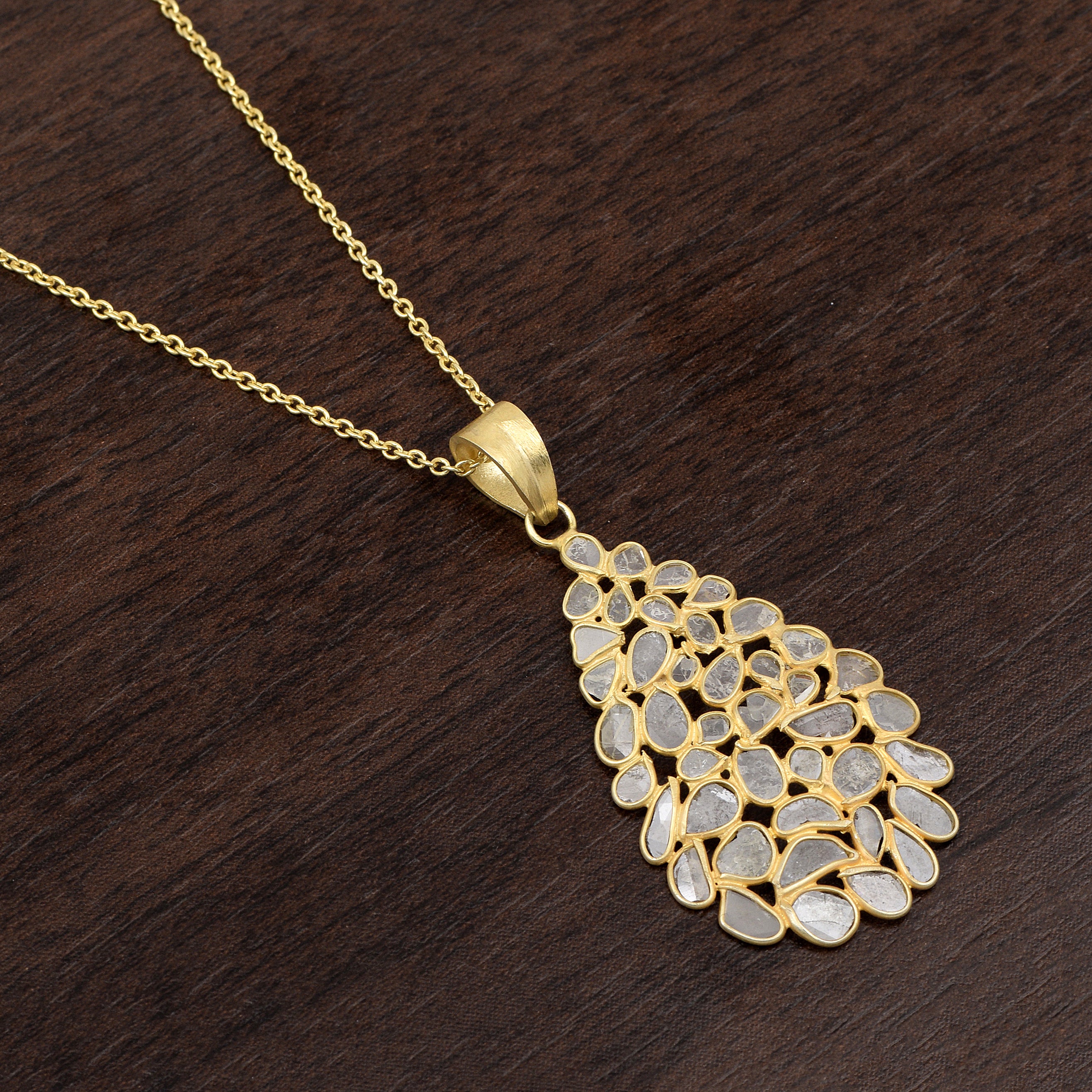 2.50 CTW Diamond Polki Pendant Necklace