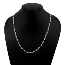 Load image into Gallery viewer, 4.00 CTW Natural Diamond slice Polki 30&quot; long Necklace 925 Sterling Silver Bezel Diamond Necklace, Uncut Diamond Chain Platinum Plated Necklace
