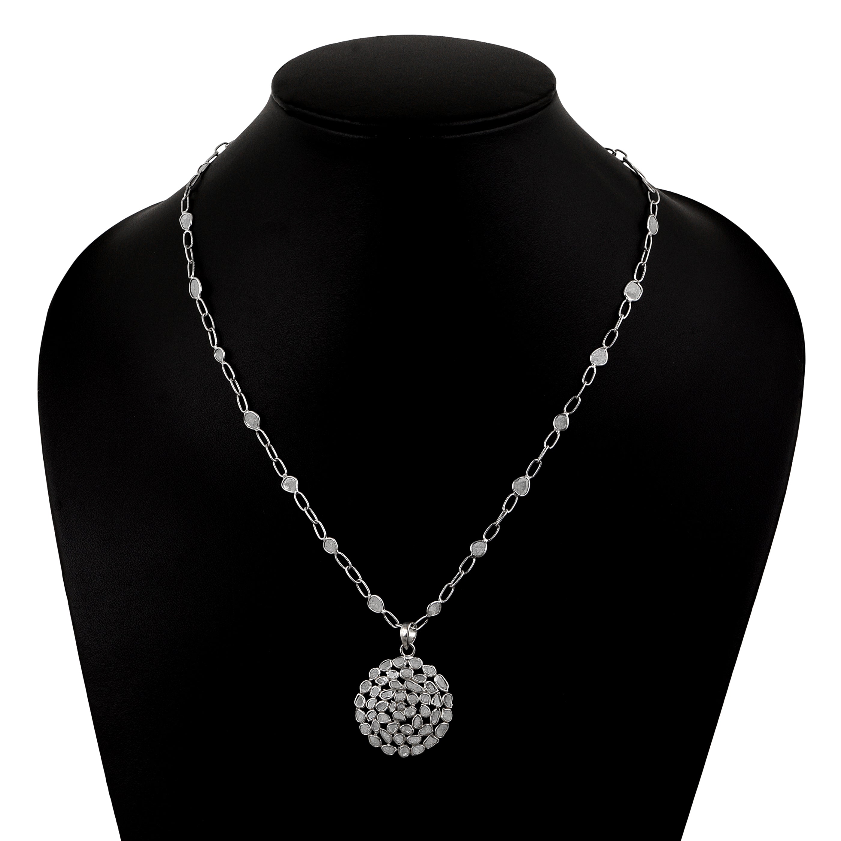 4 CTW Diamond Polki Round Pendant Necklace
