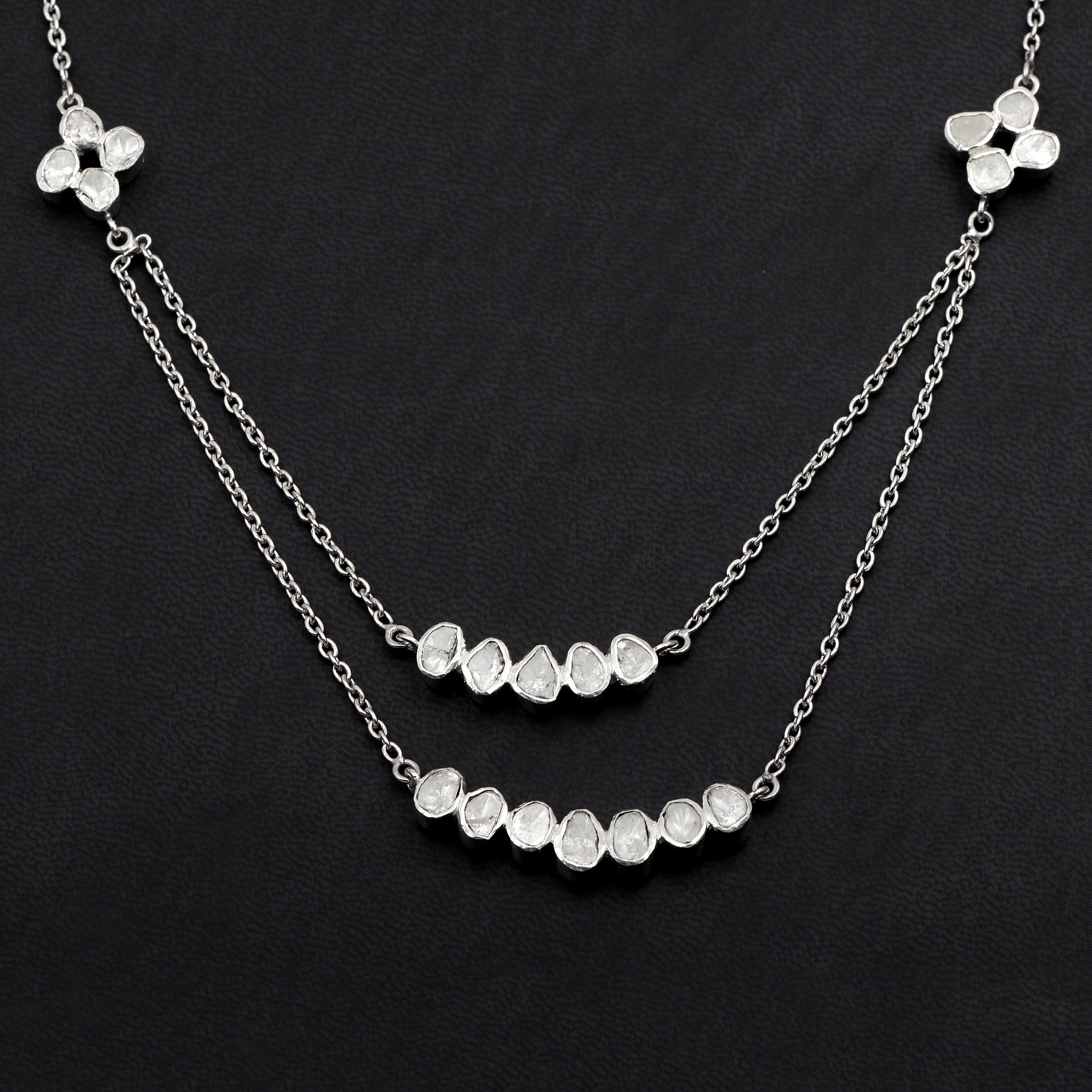 2 CTW Diamond Polki Layered Necklace