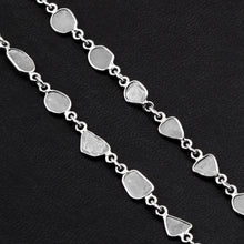 Load image into Gallery viewer, 4.00 CTW Natural Diamond slice Polki 30&quot; long Necklace 925 Sterling Silver Bezel Diamond Necklace, Uncut Diamond Chain Platinum Plated Necklace
