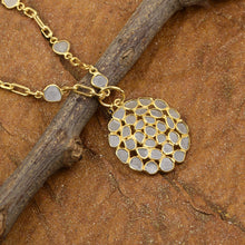 Load image into Gallery viewer, 4.00 CTW Natural Diamond Polki Geometric Round Statement Necklace 925 Sterling Silver 14K Gold Plated Everyday Slice Diamond Jewelry
