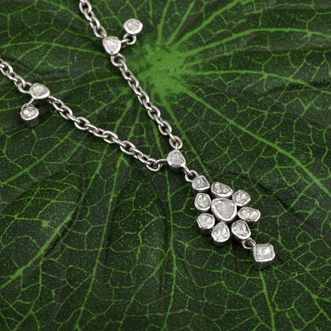 Intricate artistry 1.50 CTW Natural Slice Diamond Polki Necklace in 18
