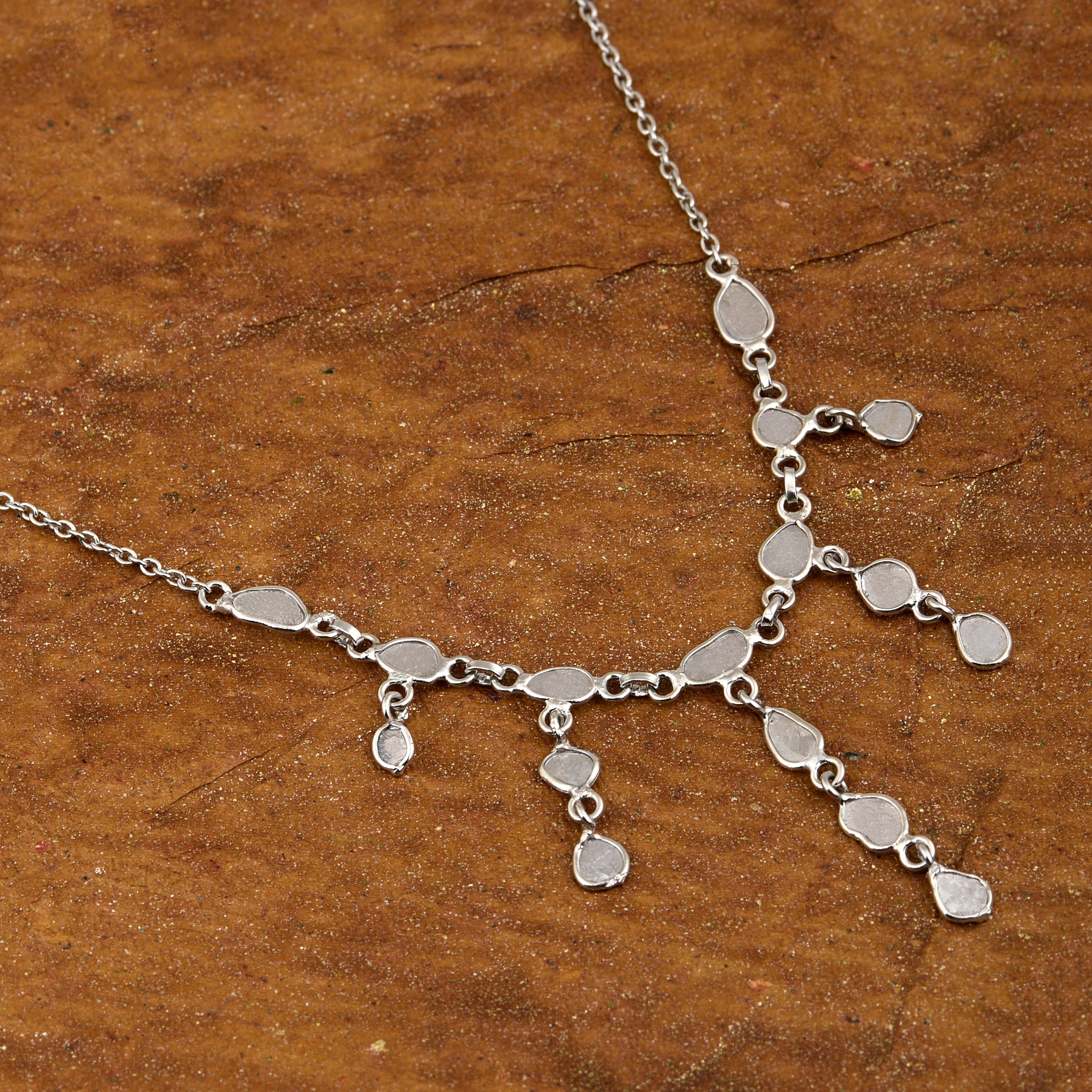 2 CTW Diamond Polki Boho Fringe Necklace