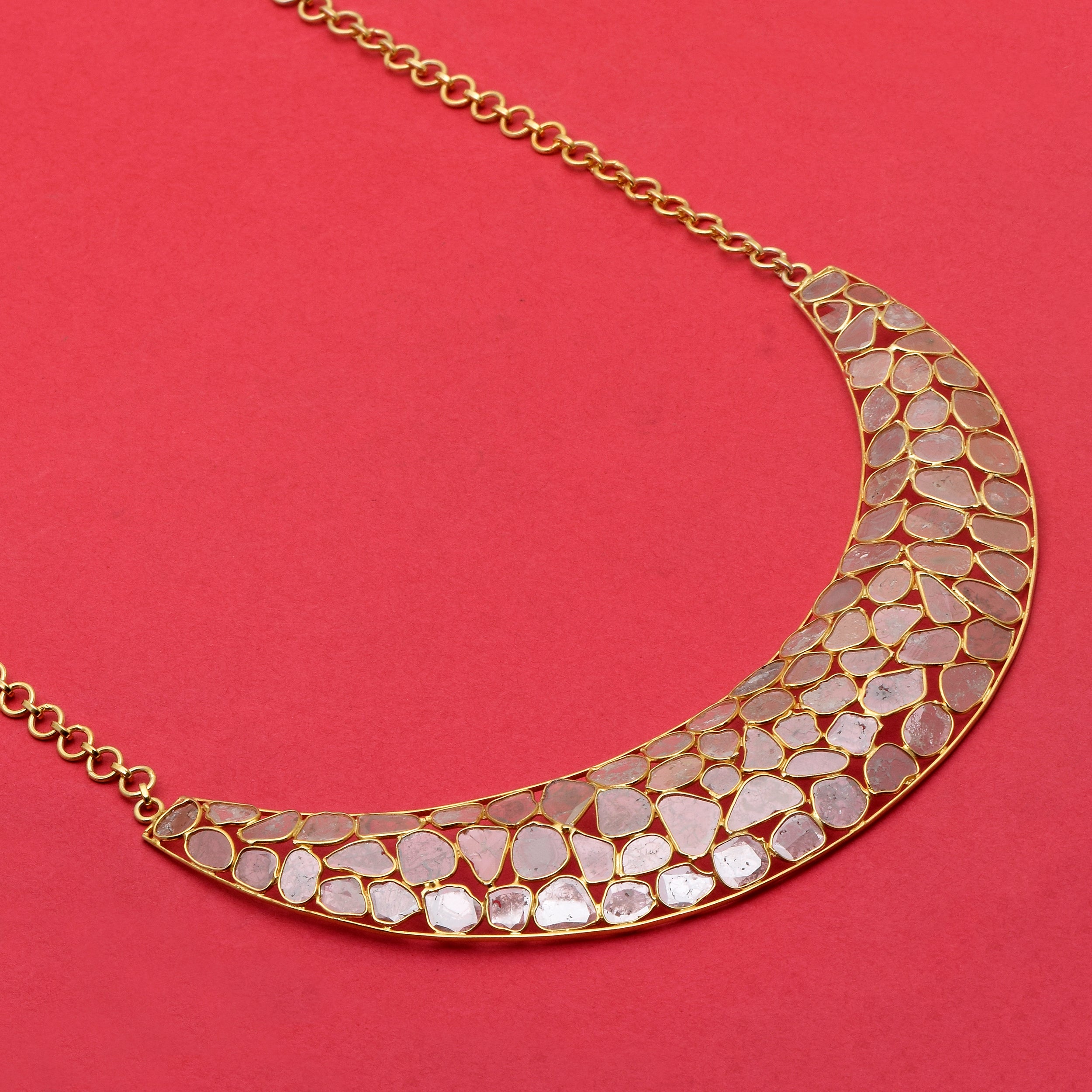41 CTW Diamond Polki Bib Necklace