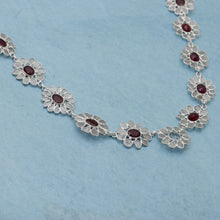 Load image into Gallery viewer, 14 CTW Diamond Polki Ruby Blue Topaz Necklace
