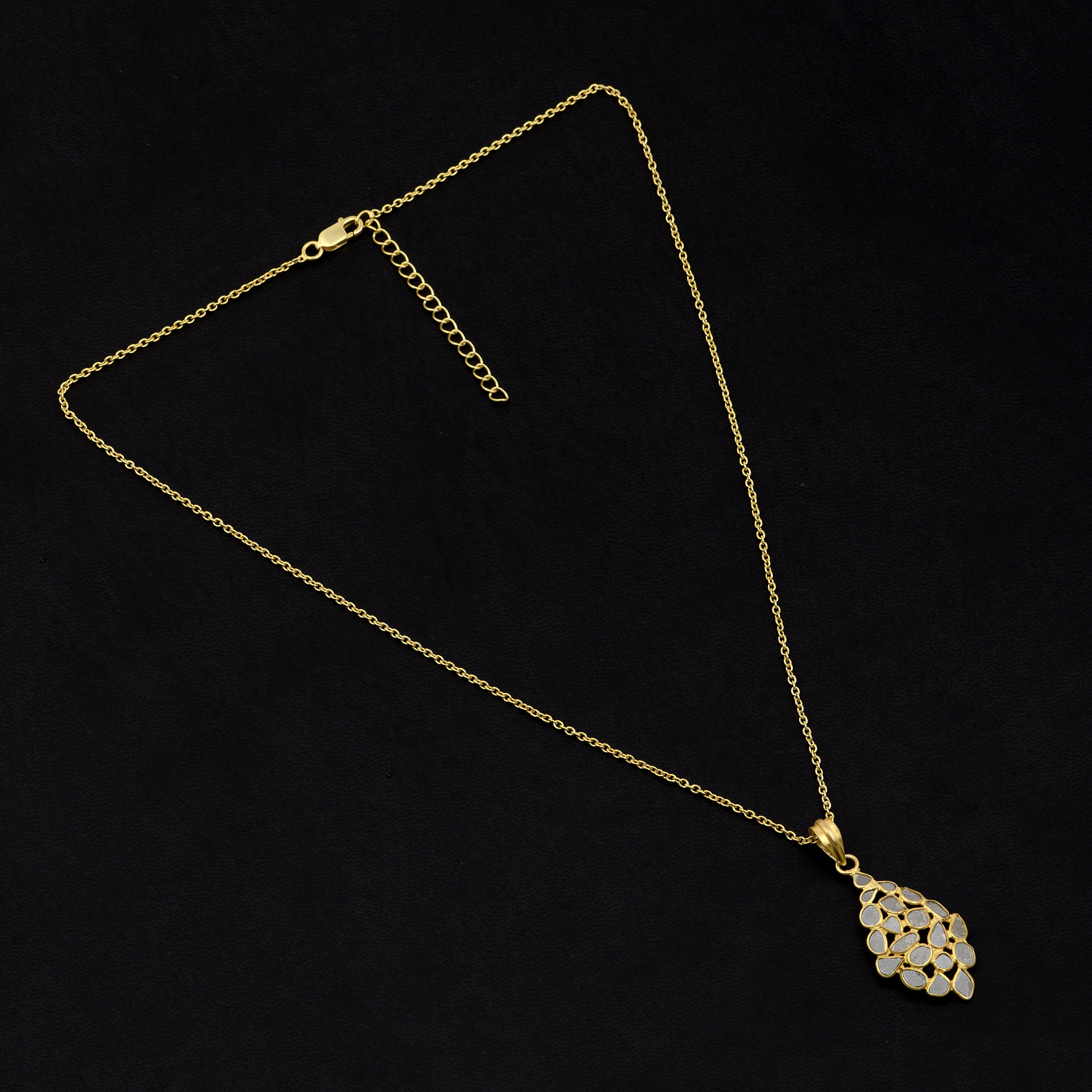 2.50 CTW Diamond Polki Geometric Pendant Necklace
