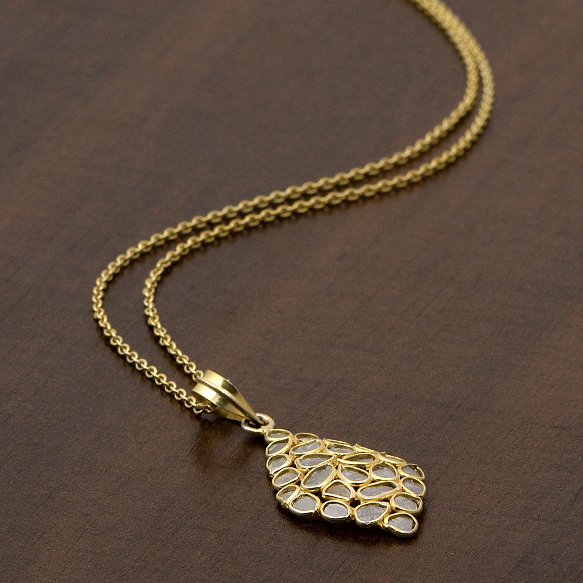 2.50 CTW Diamond Polki Geometric Pendant Necklace