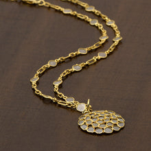 Load image into Gallery viewer, 4.00 CTW Natural Diamond Polki Geometric Round Statement Necklace 925 Sterling Silver 14K Gold Plated Everyday Slice Diamond Jewelry
