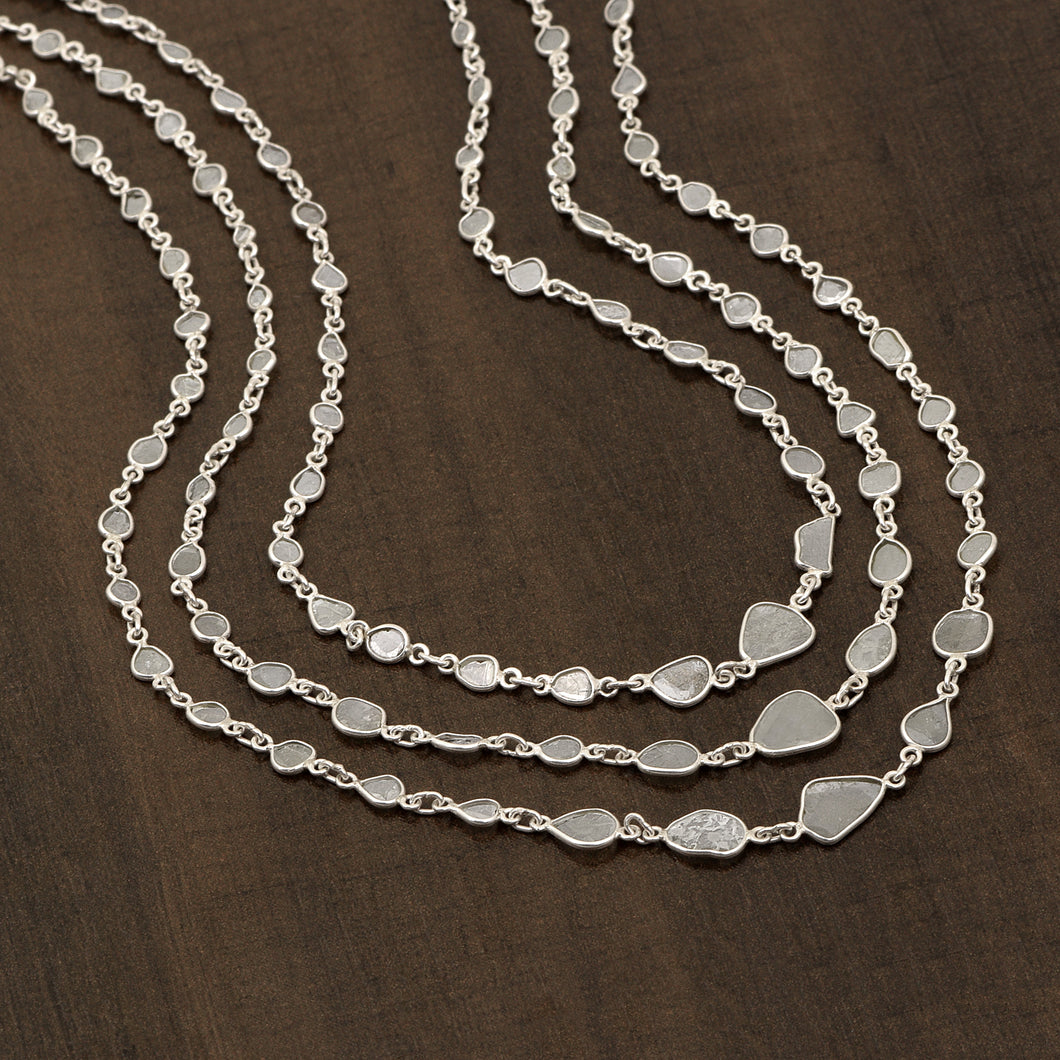 22 CTW Diamond Polki Multi Layer Chain Necklace