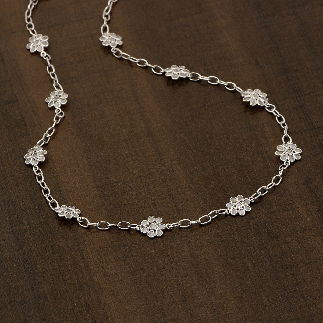 22 CTW Diamond Polki Flower Chain Necklace
