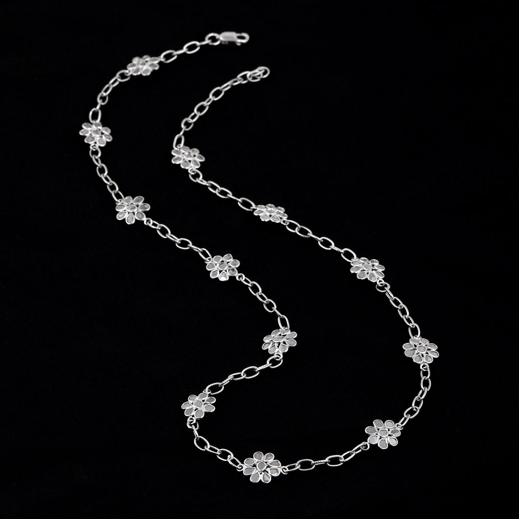 5.50 CTW Diamond Polki Flower Chain Necklace