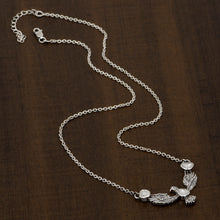 Load image into Gallery viewer, 0.50 CTW Polki Diamond Eagle Necklace, 18 Inches Long Chain, 925 Sterling Silver White Gold Plated
