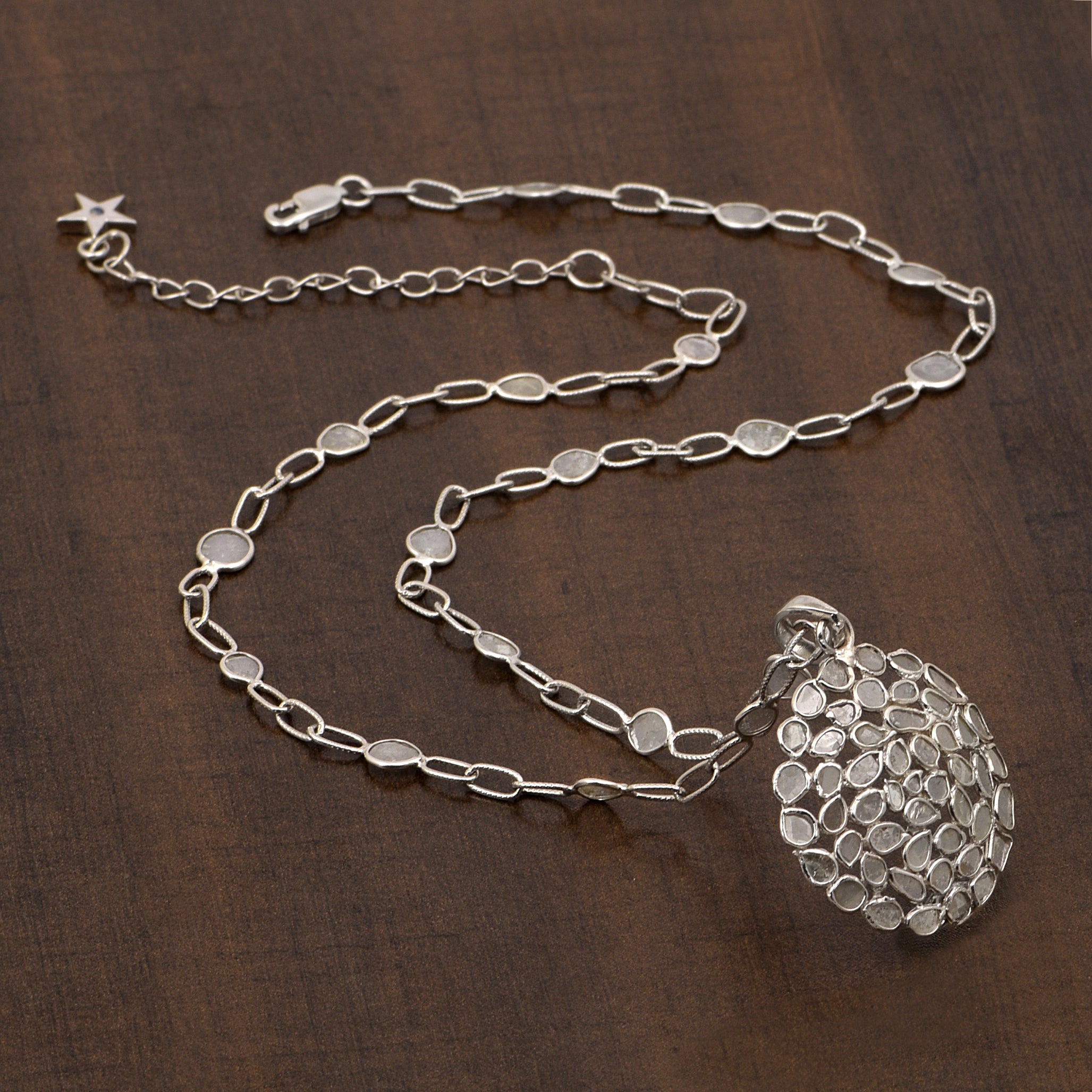 4 CTW Diamond Polki Round Pendant Necklace