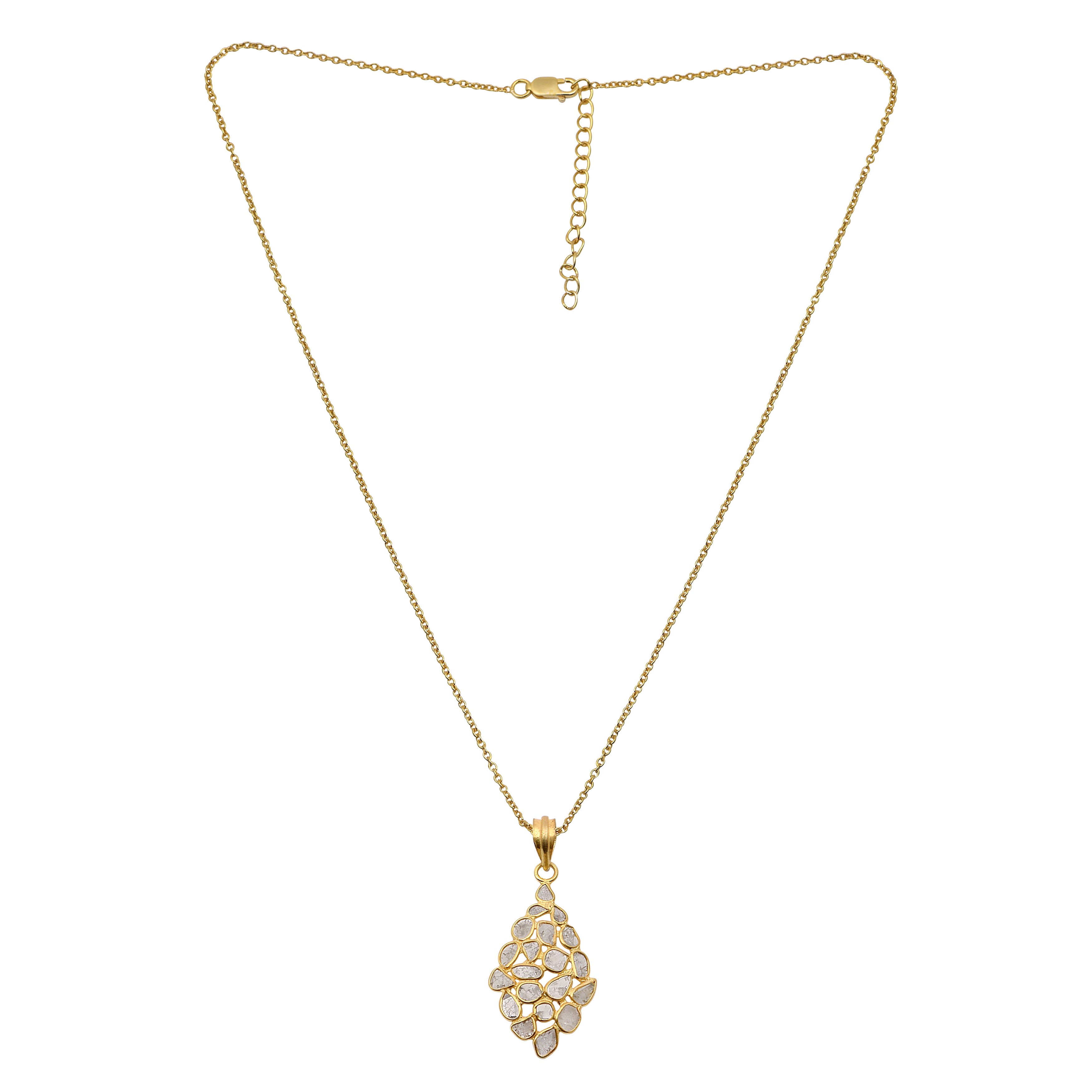 2.50 CTW Diamond Polki Geometric Pendant Necklace