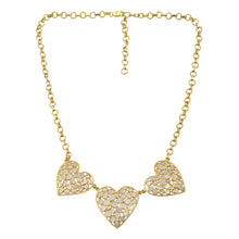 Load image into Gallery viewer, 12 CTW Diamond Polki Multiple Heart Necklace
