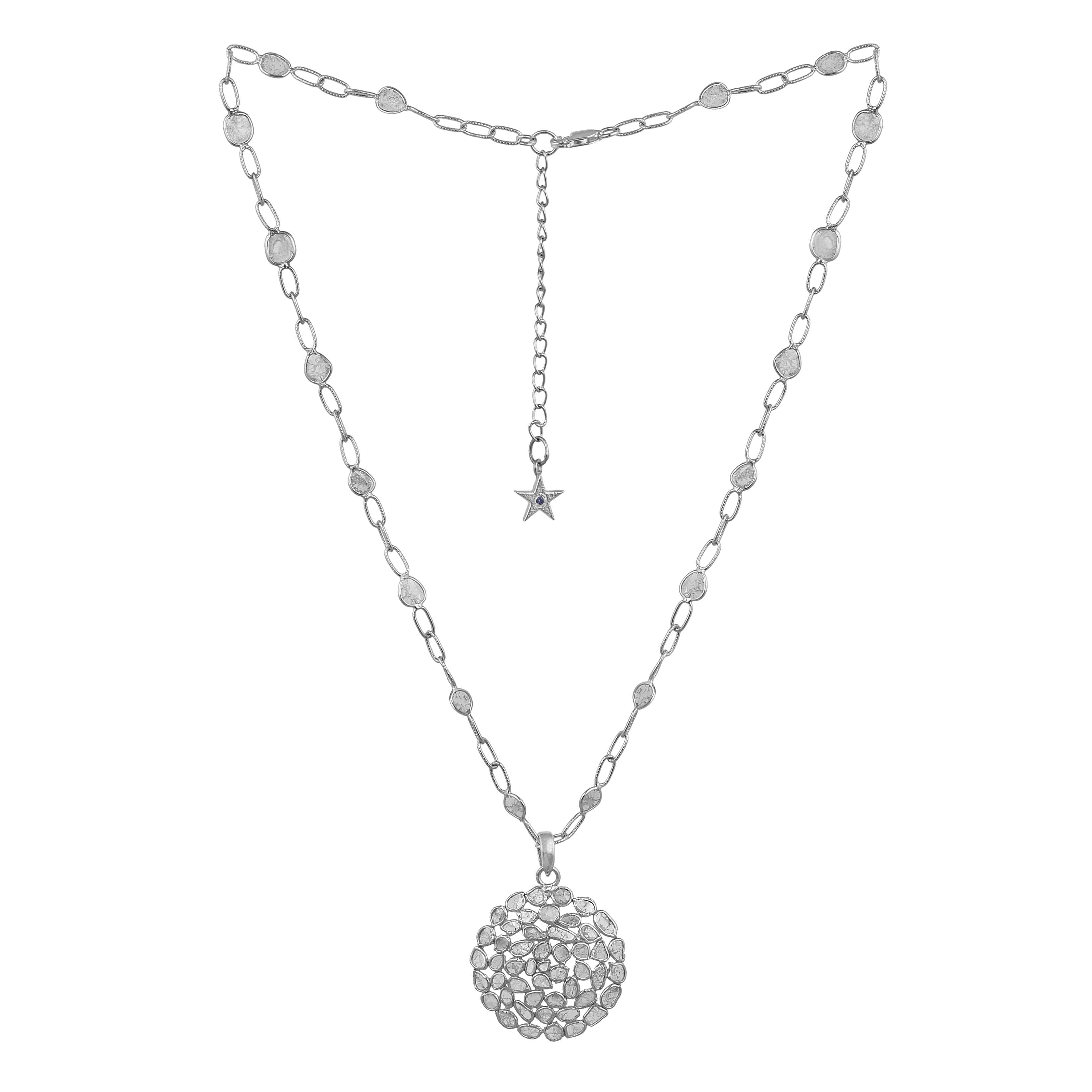 4 CTW Diamond Polki Round Pendant Necklace