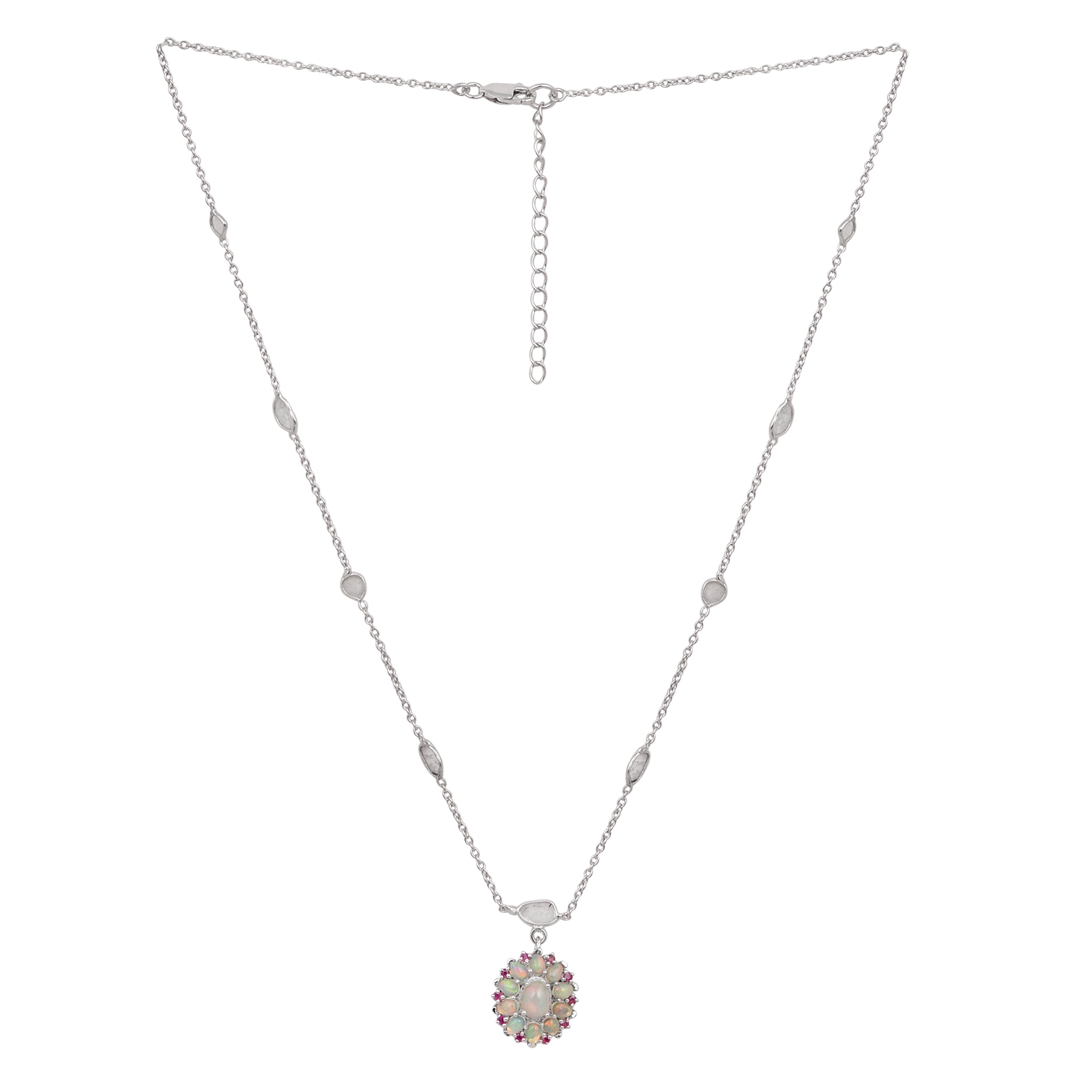 1 CTW Diamond Polki Ethiopian Opal Necklace