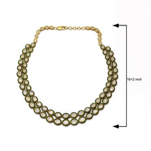Load image into Gallery viewer, Diamond Polki Green Enamel Necklace Set
