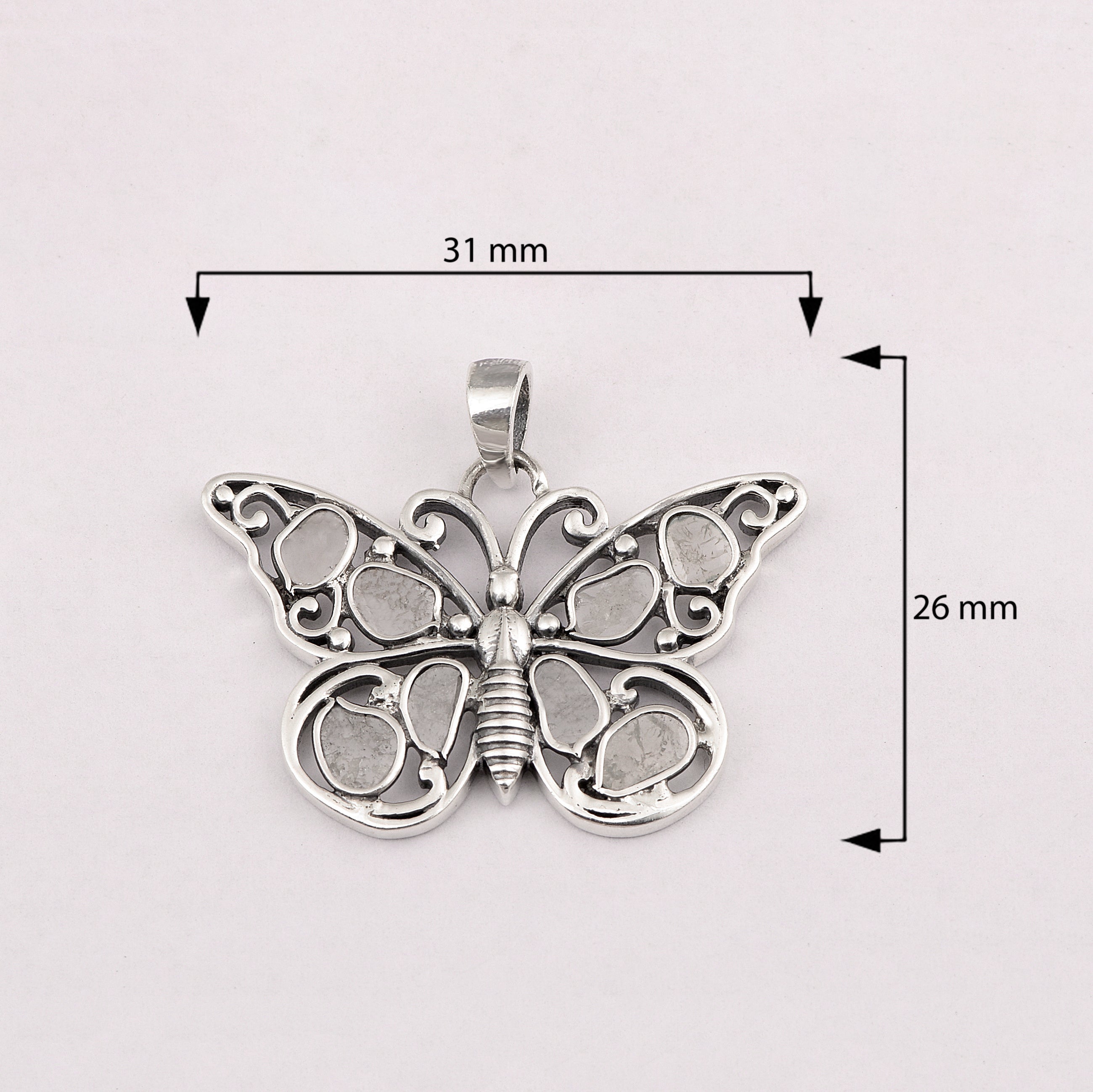 0.65 CTW Diamond Polki Butterfly Pendant