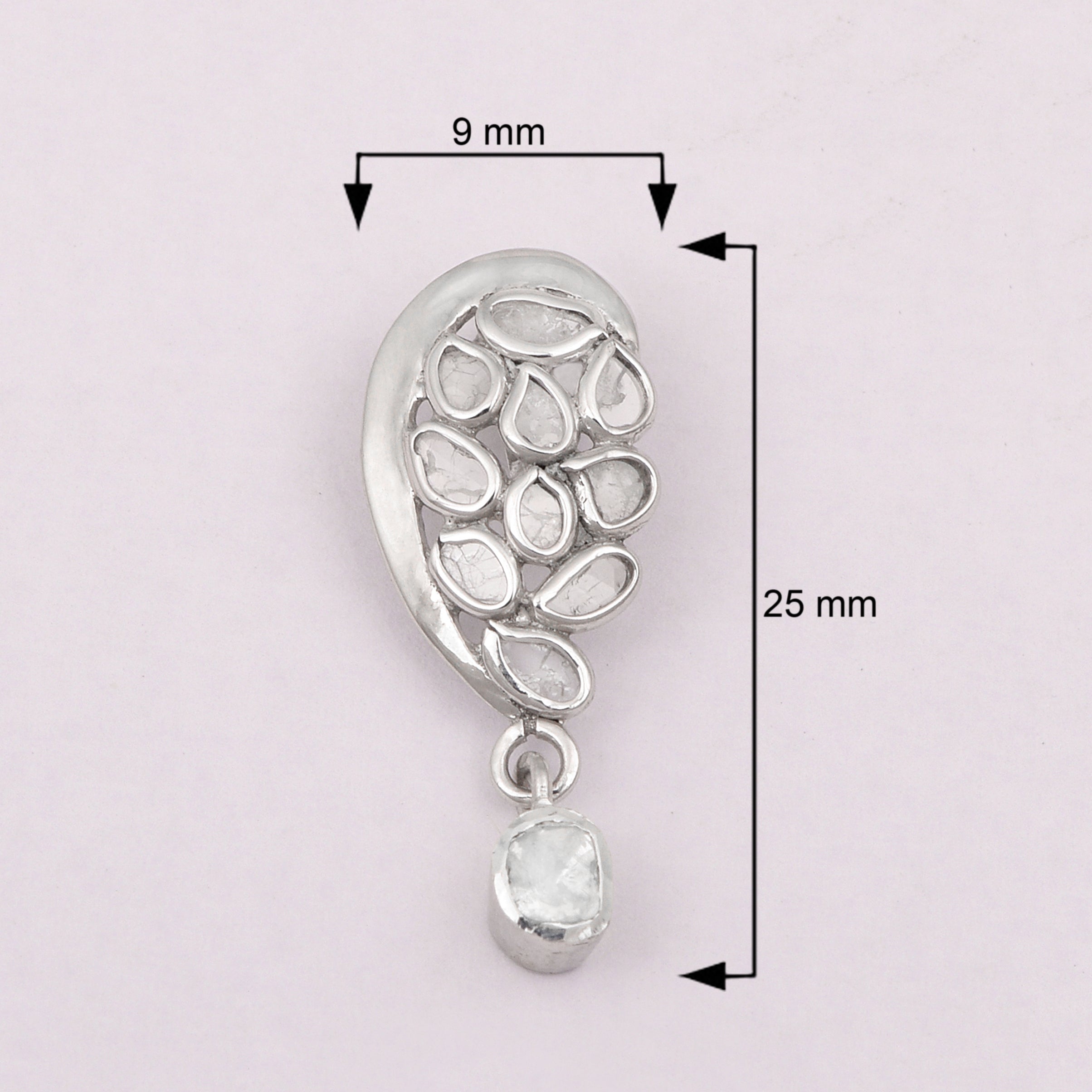 0.50 CTW Diamond Polki Half Heart Pendant