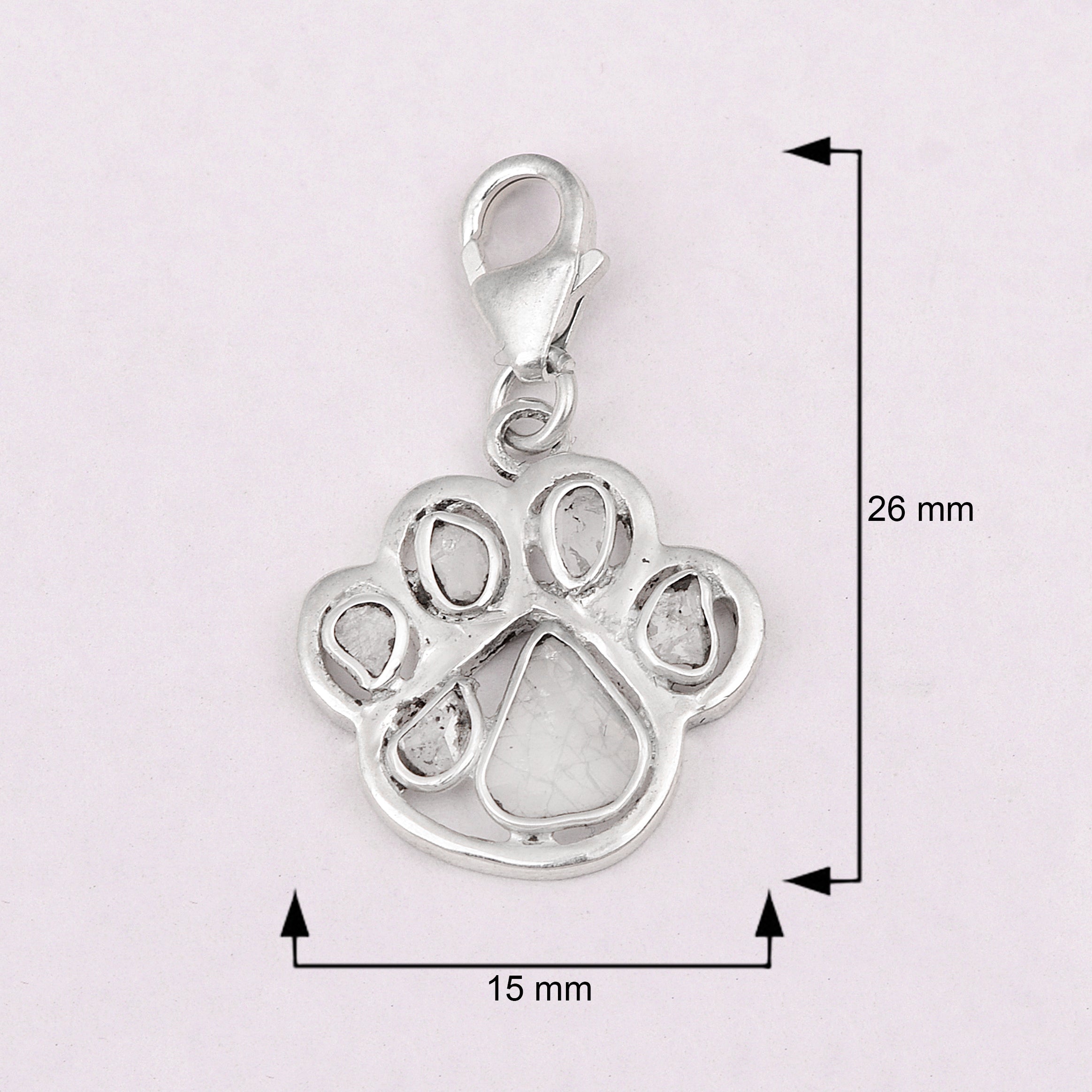 0.25 CTW Diamond Polki Paw Charm Pendant