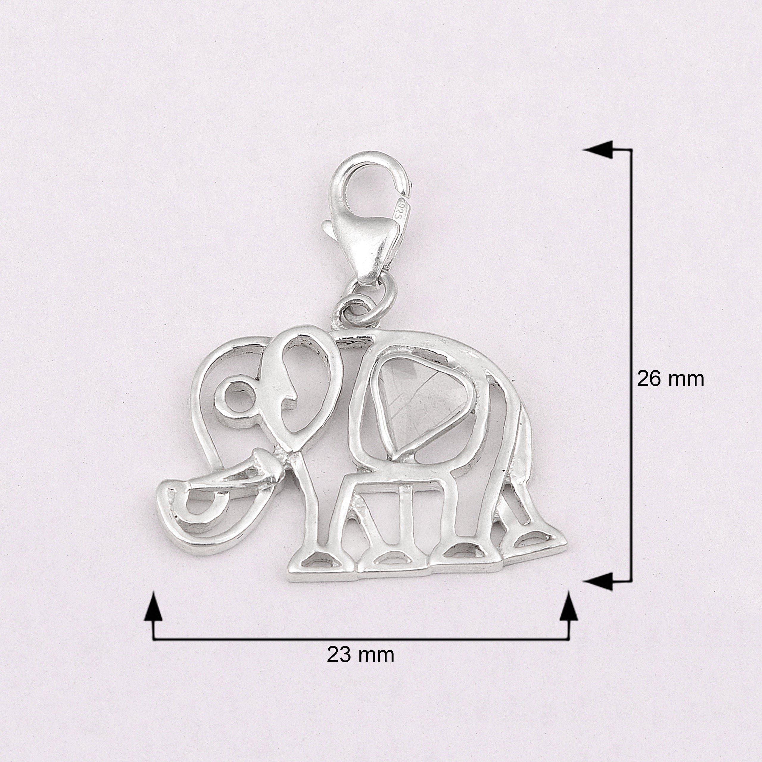 0.15 CTW Diamond Polki Elephant Charm Pendant
