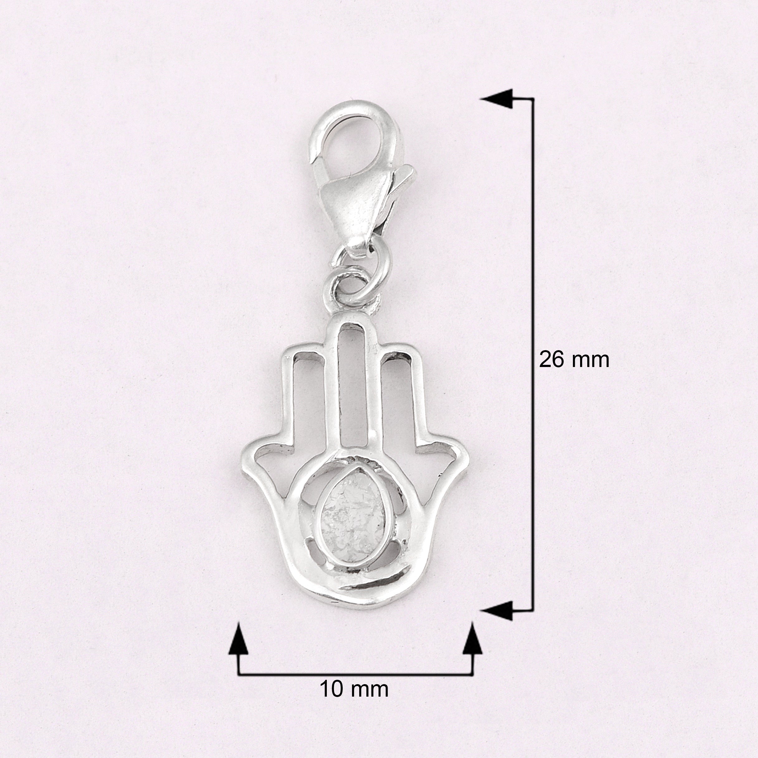 0.15 CTW Diamond Polki Hamsa Charm Pendant