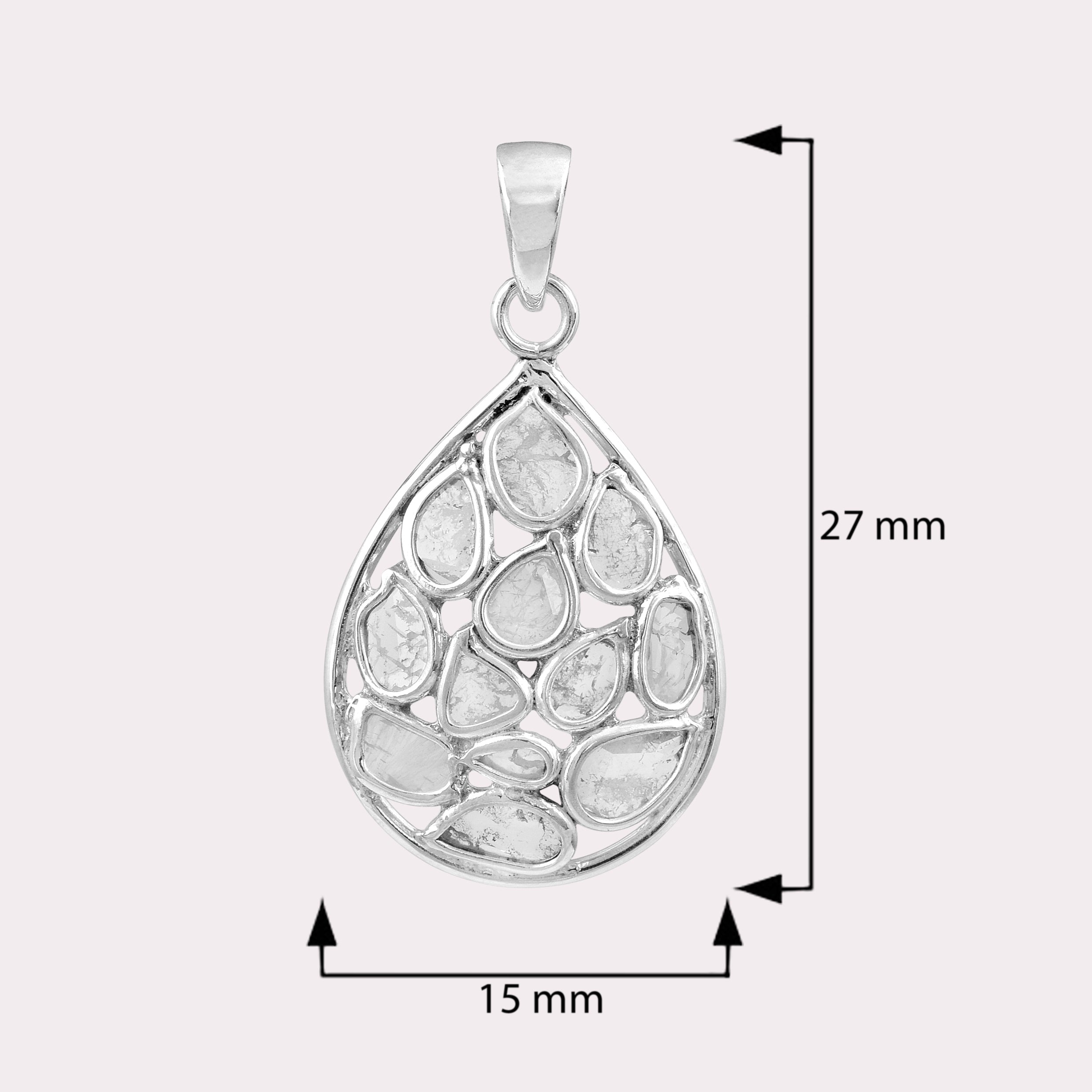 0.35 CTW Diamond Polki Tear Drop Pendant