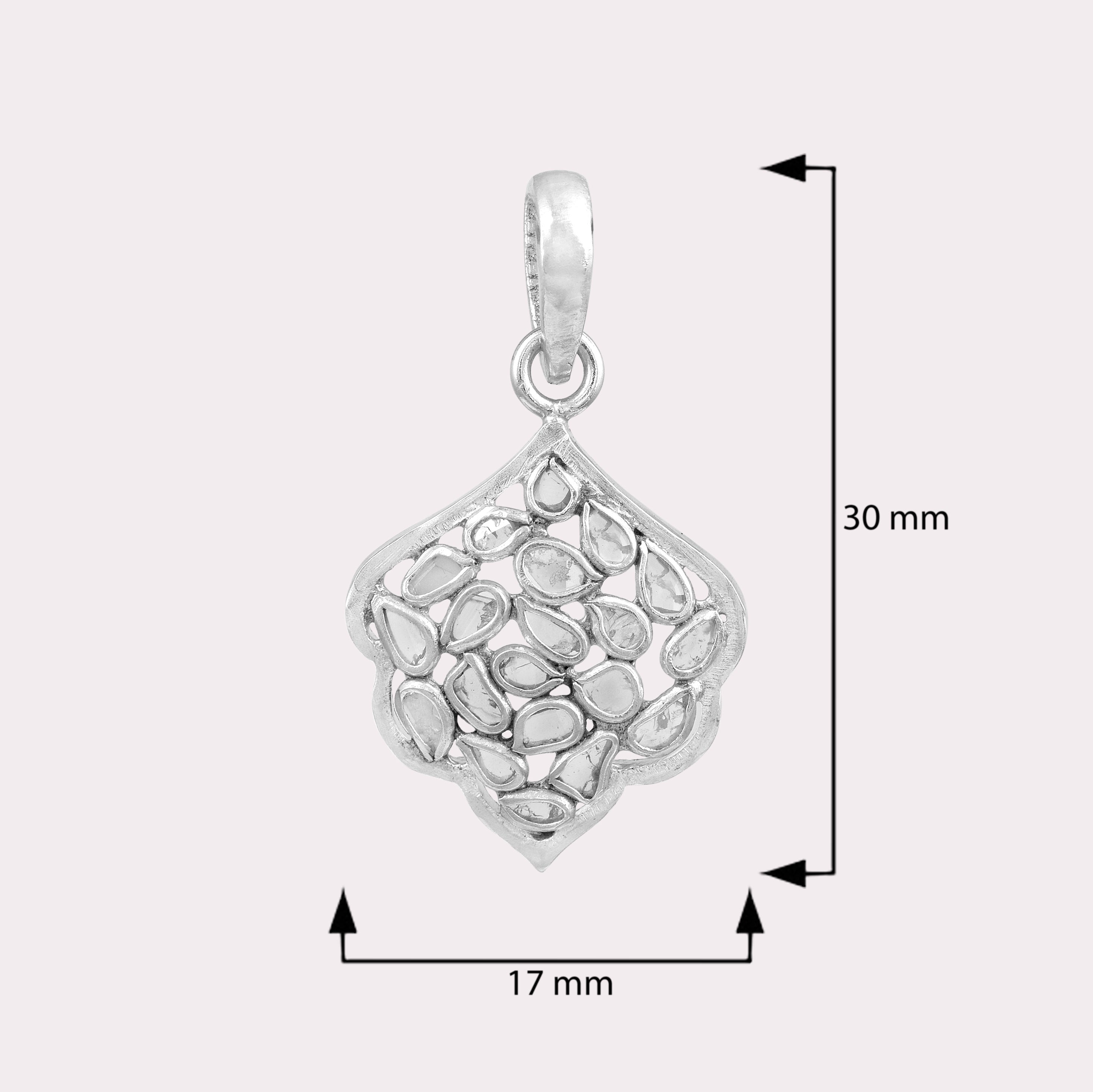 0.50 CTW Diamond Polki Leaf Pendant