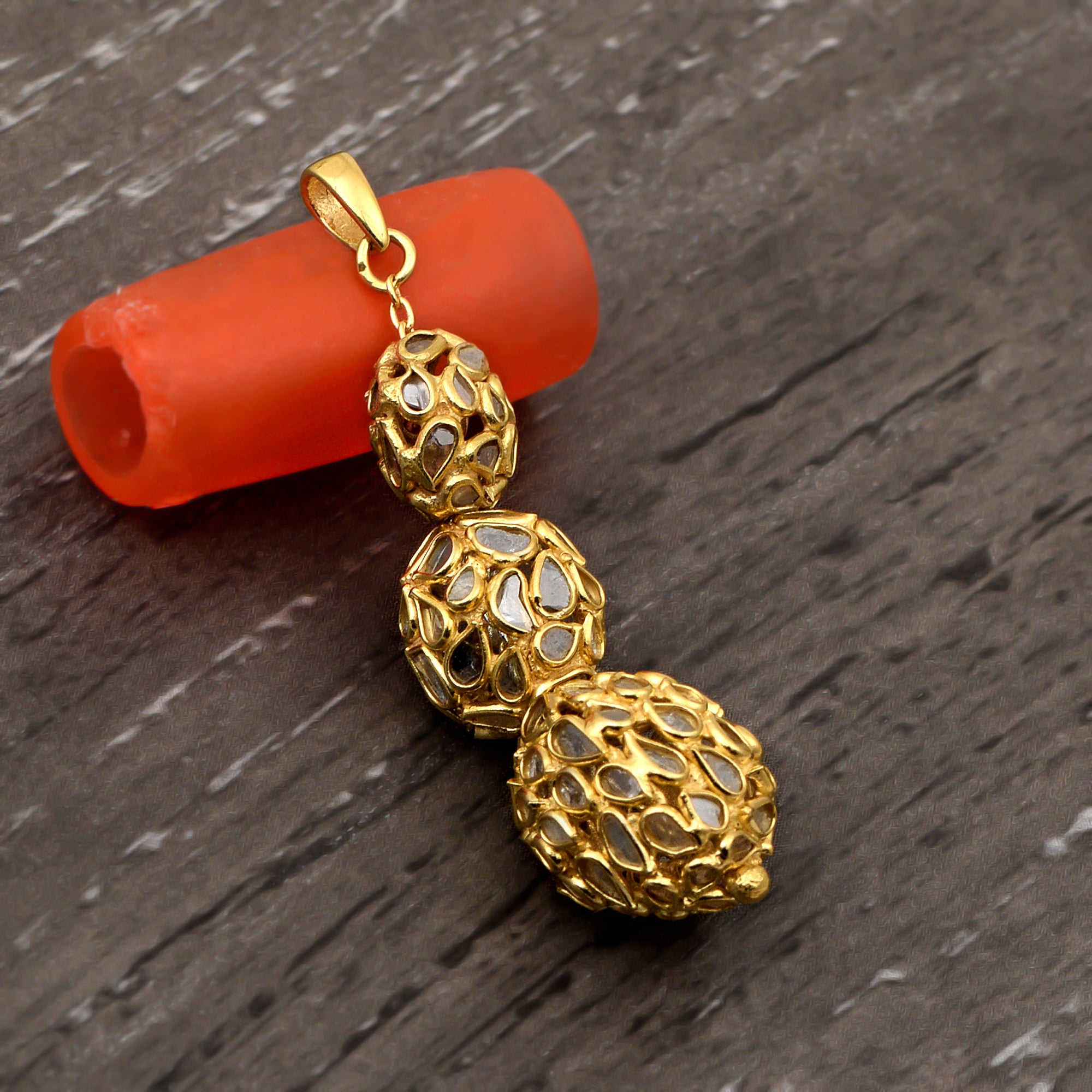 1.50 CTW Diamond Polki Traditional Pendant