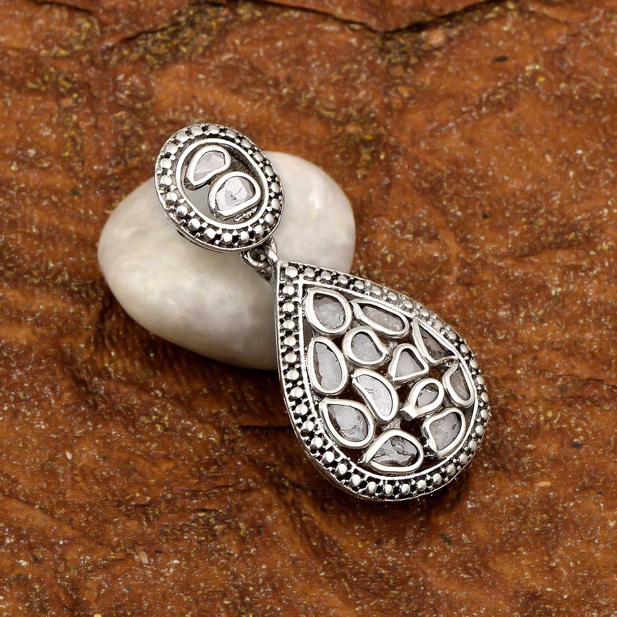 0.60 CTW Diamond Polki Pear Shaped Pendant