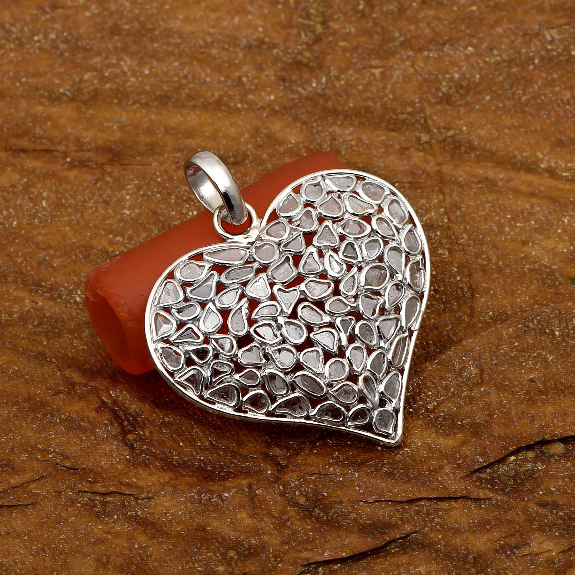 2.50 CTW Diamond Polki Heart Pendant