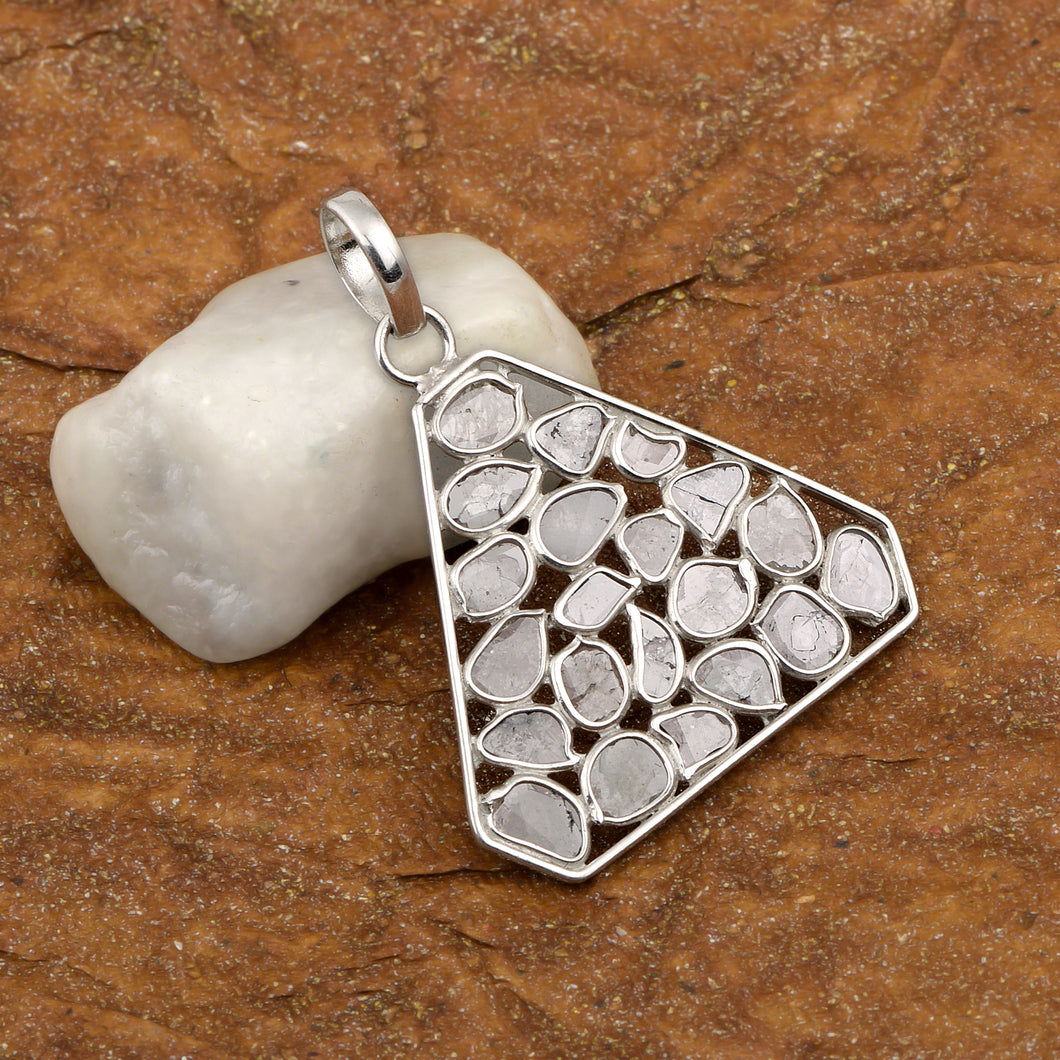 2.50 CTW Diamond Polki Trillion Pendant