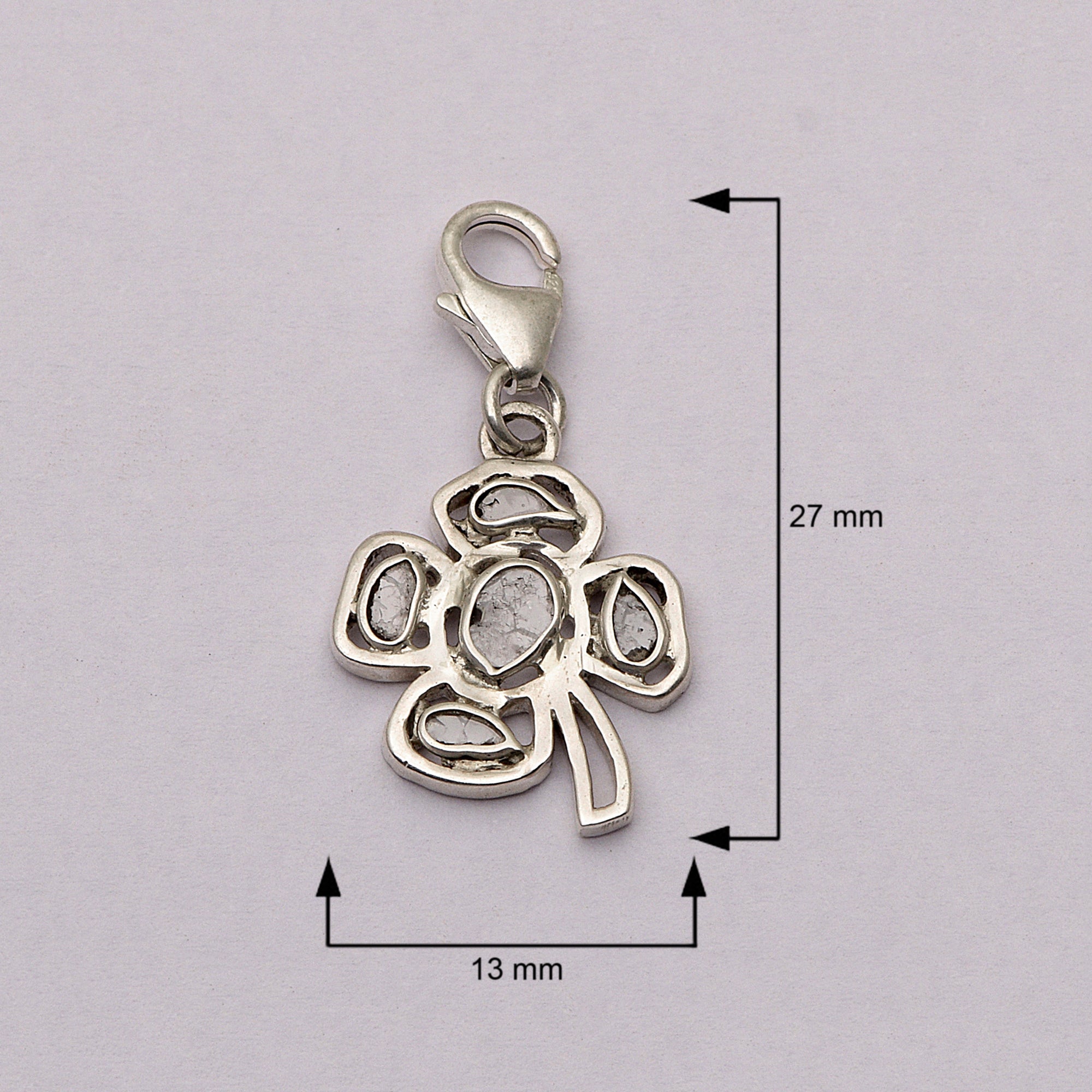 0.15 CTW Diamond Polki Tiny Flower Charm Pendant