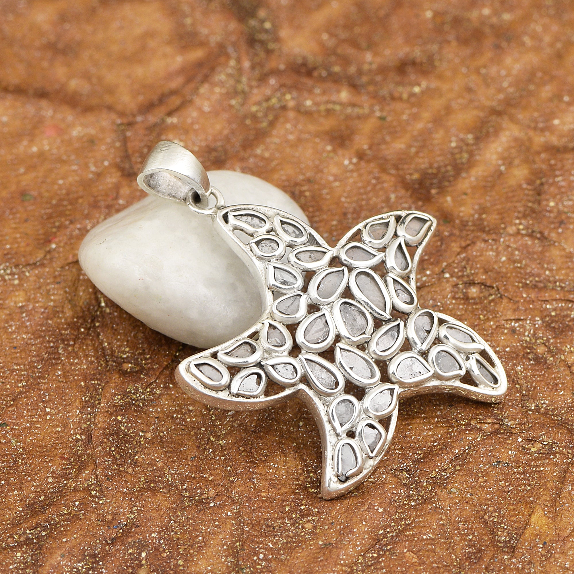 1.10 CTW Diamond Polki Starfish Pendant