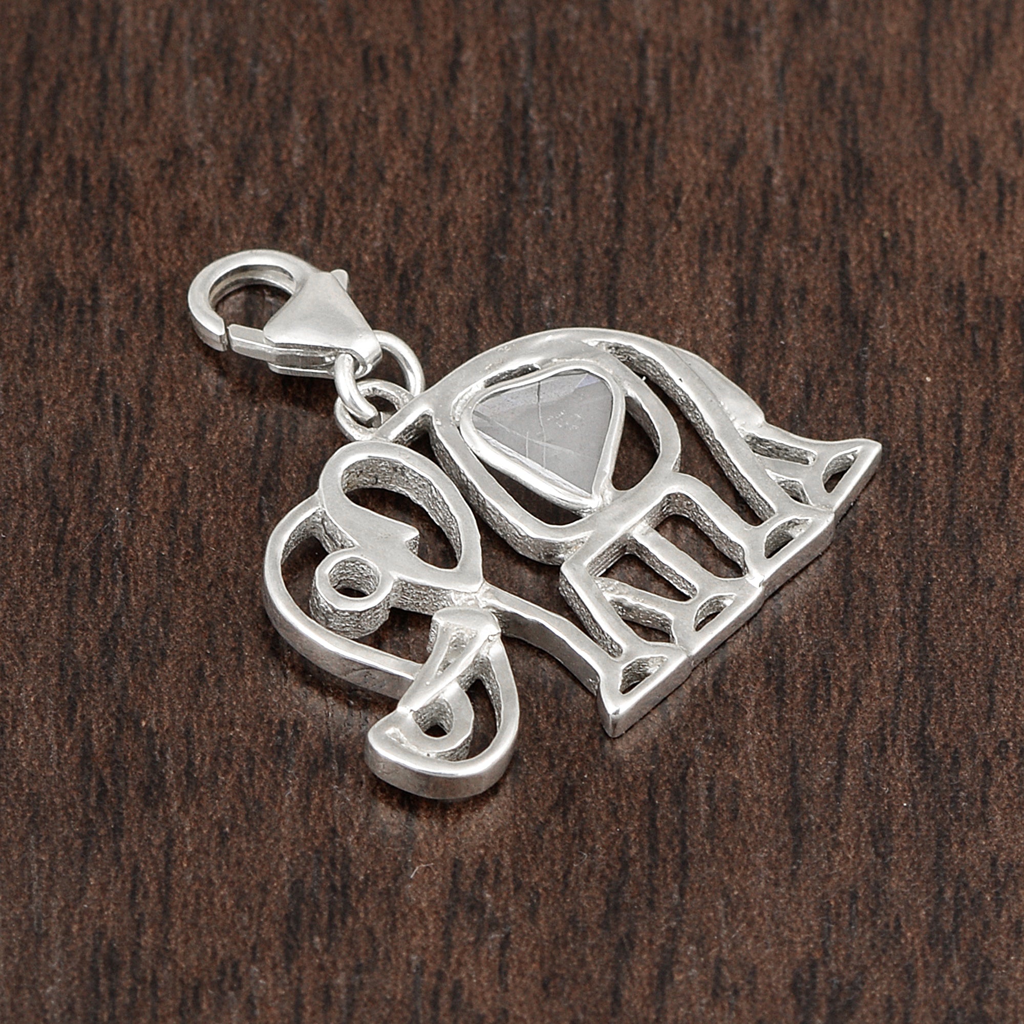 0.15 CTW Diamond Polki Elephant Charm Pendant