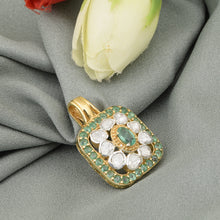 Load image into Gallery viewer, 0.50 CTW Diamond Polki Emerald Square Pendant
